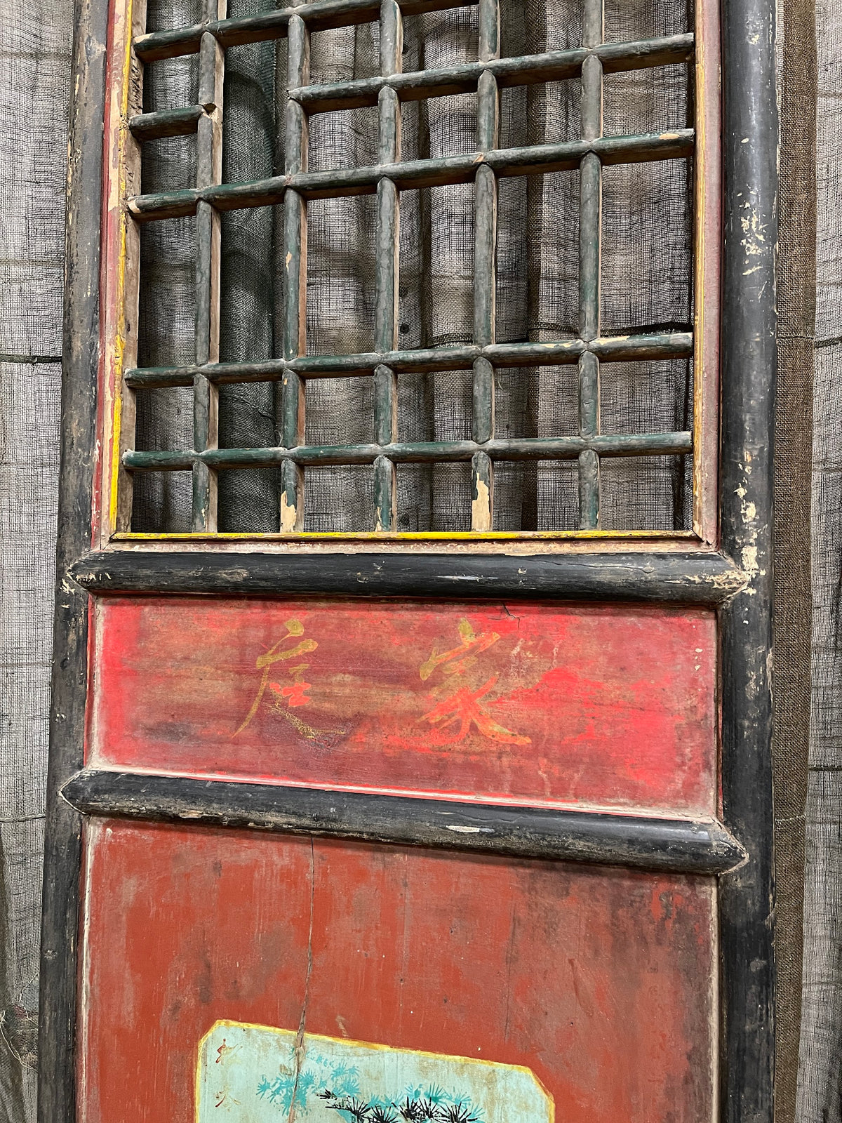 Antique Chinese Red Painted Doors, Pair - Early 20th Century