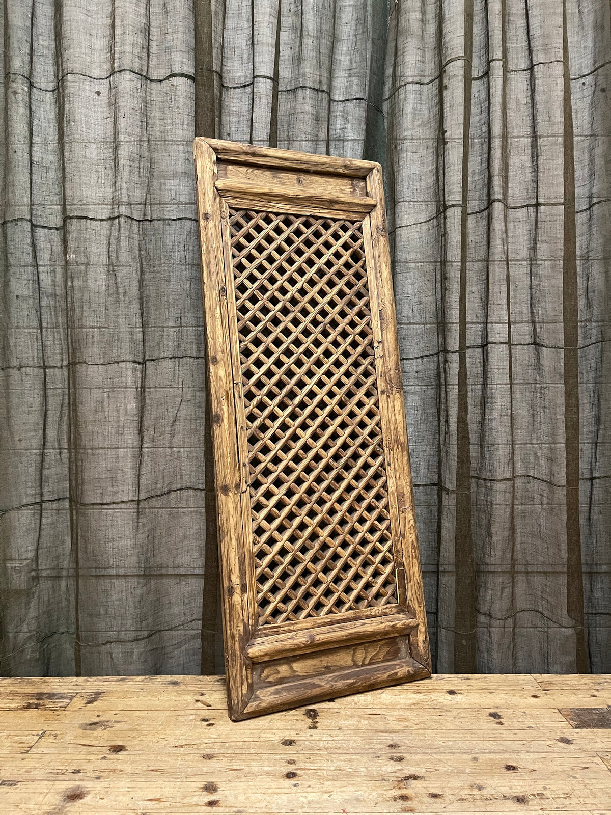 Vintage Chinese Wooden Lattice Window - 1920s
