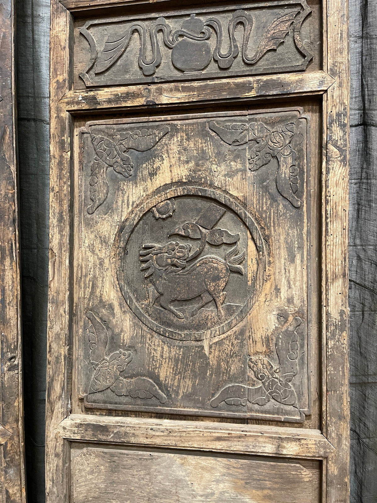 Antique Chinese Carved Wooden Doors, Pair - Late 19th Century