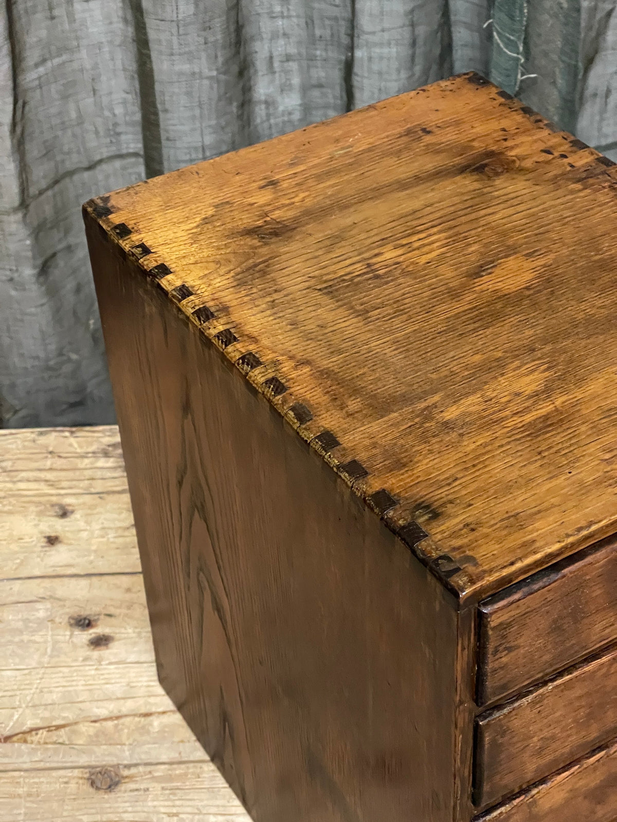 Vintage Japanese oak five drawer document box, 1920s, view 5