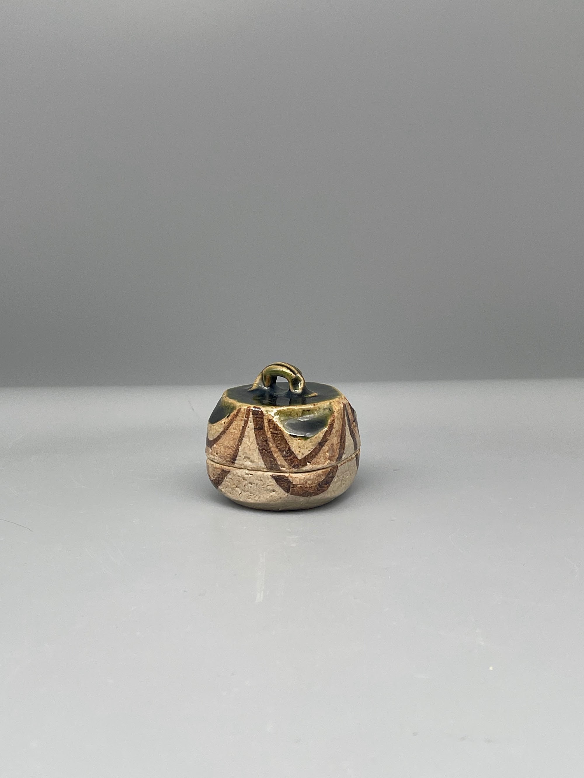 Vintage Japanese Kogo, Incense Container - Green Glazed Lid