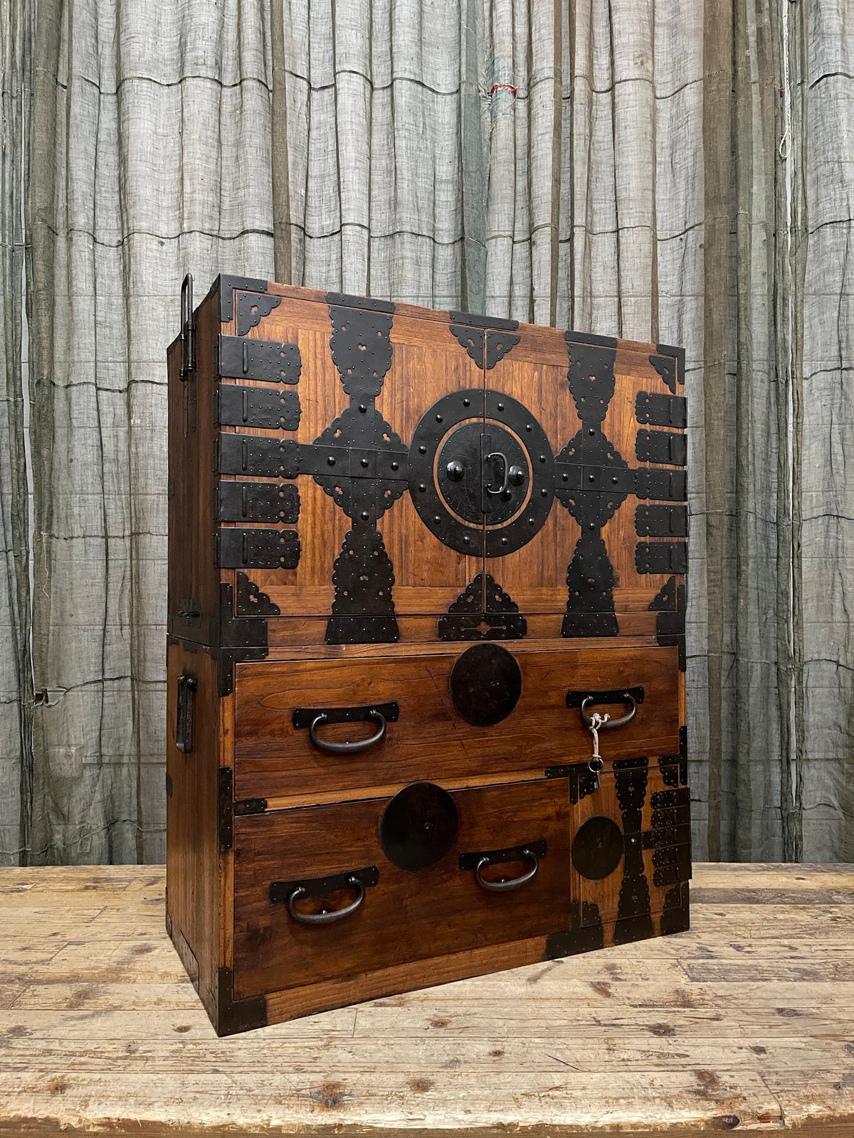 Antique Japanese Kannon Biraki Kimono Chest