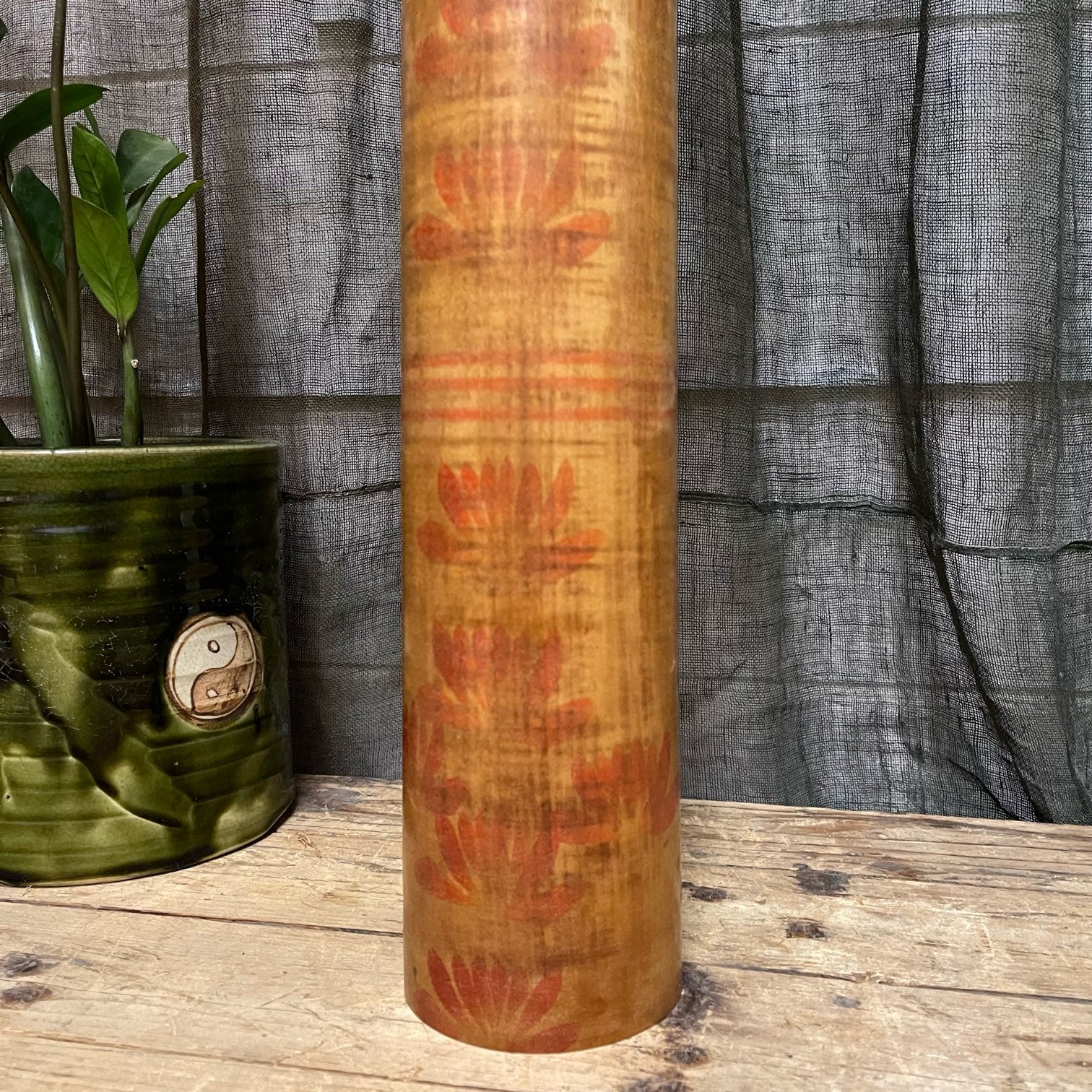 Vintage Large Kokeshi Doll with Floral Motif
