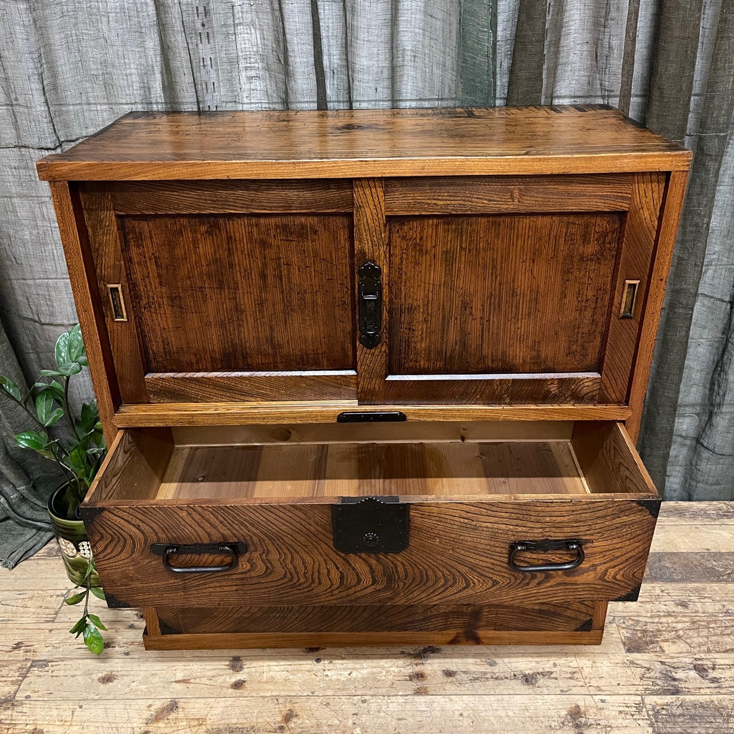 Antique Japanese Storage Cabinet - Elm & Cedar | Meiji, late 1800's