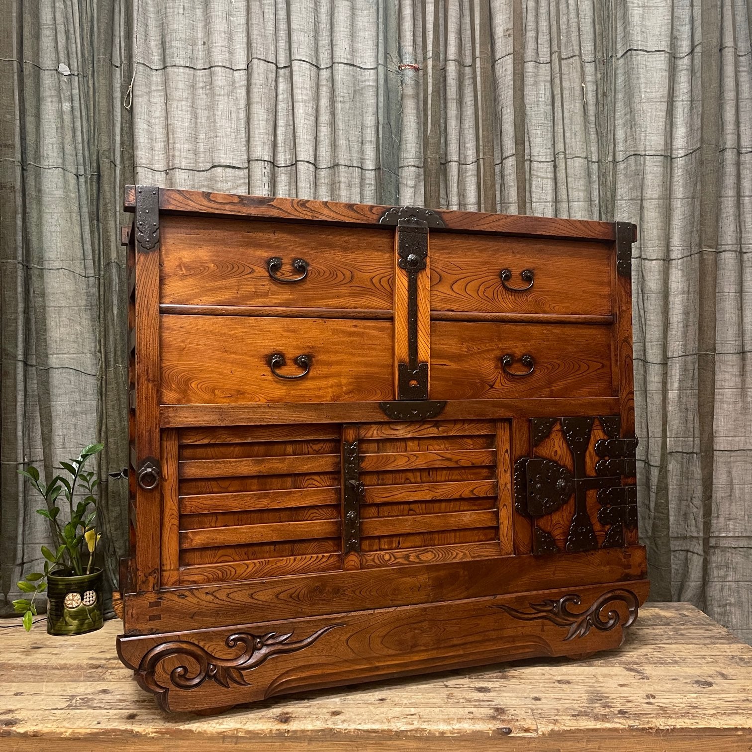 Karuma Dansu, Antique Japanese Wheeled Storage Cabinet - Elm | Edo, Mid 1800's