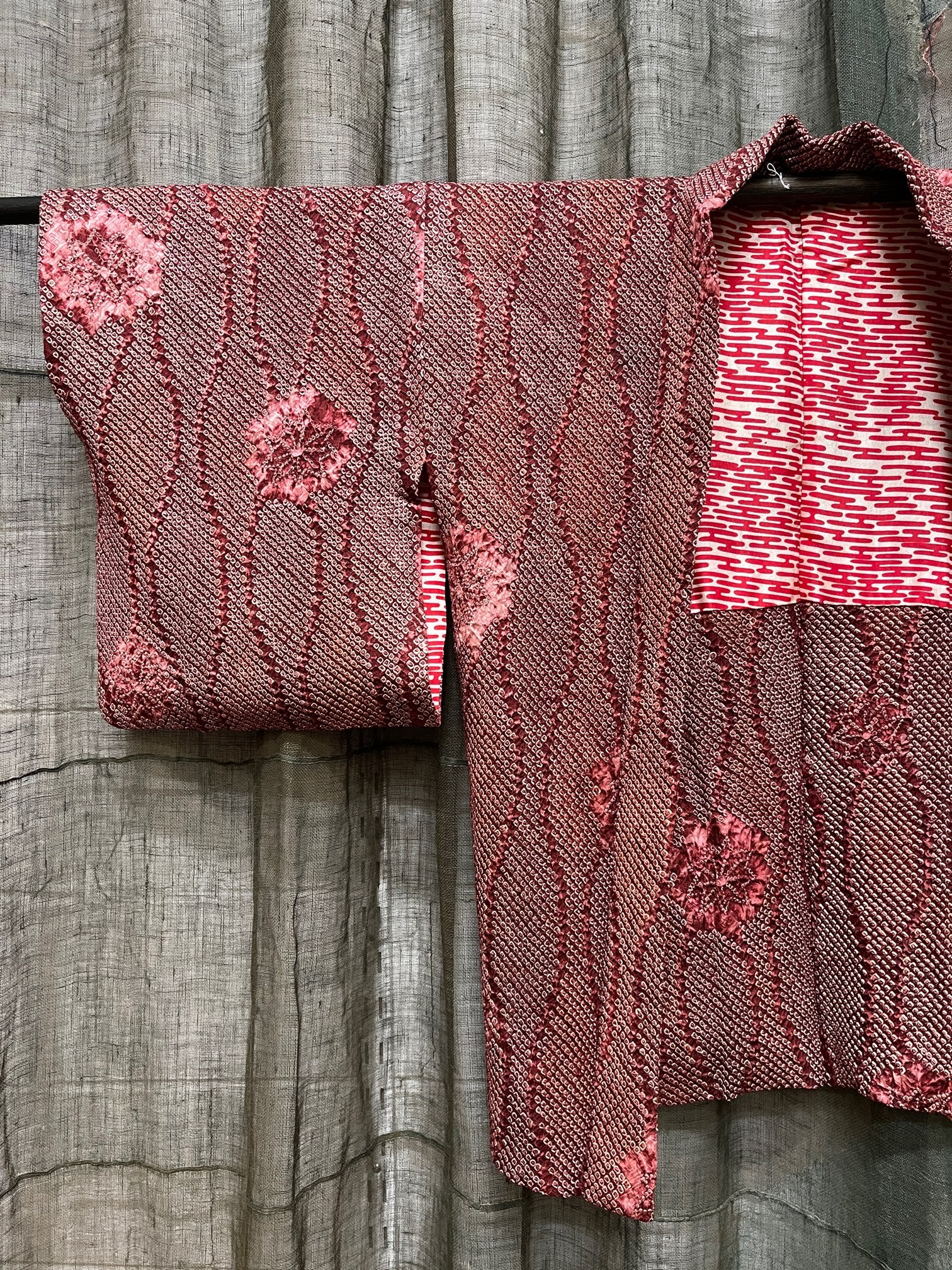 Japanese Haori-Kimono Jacket - Pink Shibori