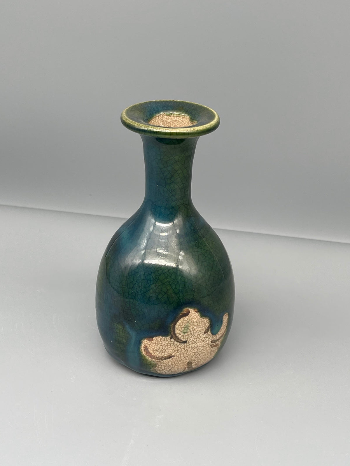 Vintage Japanese Bottle Vase - Green Glaze