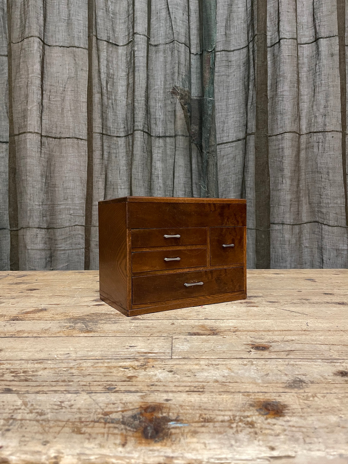 Vintage Japanese elm sewing box (hari bako), Showa period