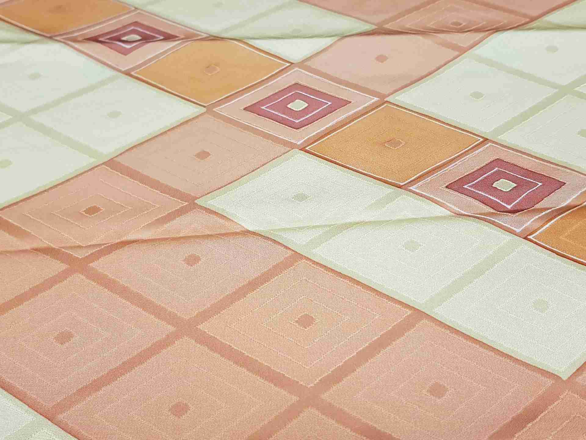 Japanese Silk Fabric, Peach with Diamond Pattern.