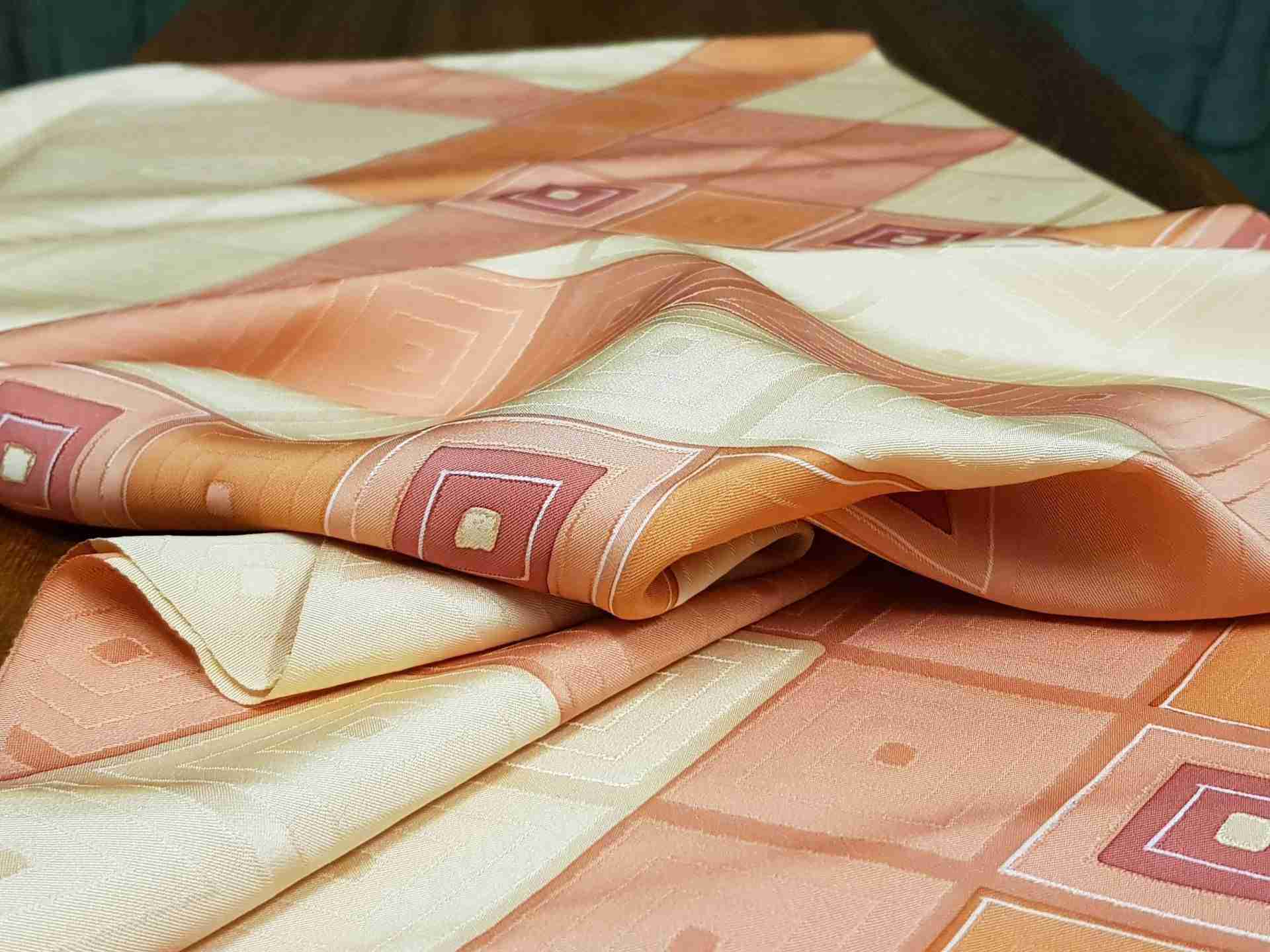Japanese Silk Fabric, Peach with Diamond Pattern.
