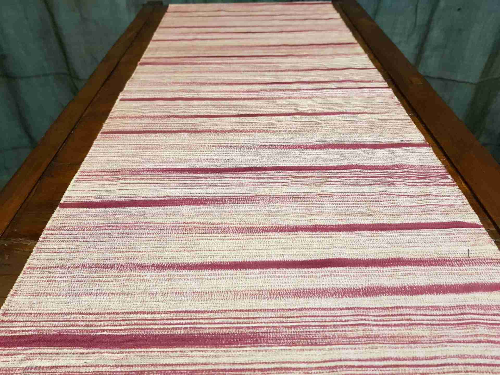 Japanese Silk Fabric, Maroon & Peach Linear Pattern