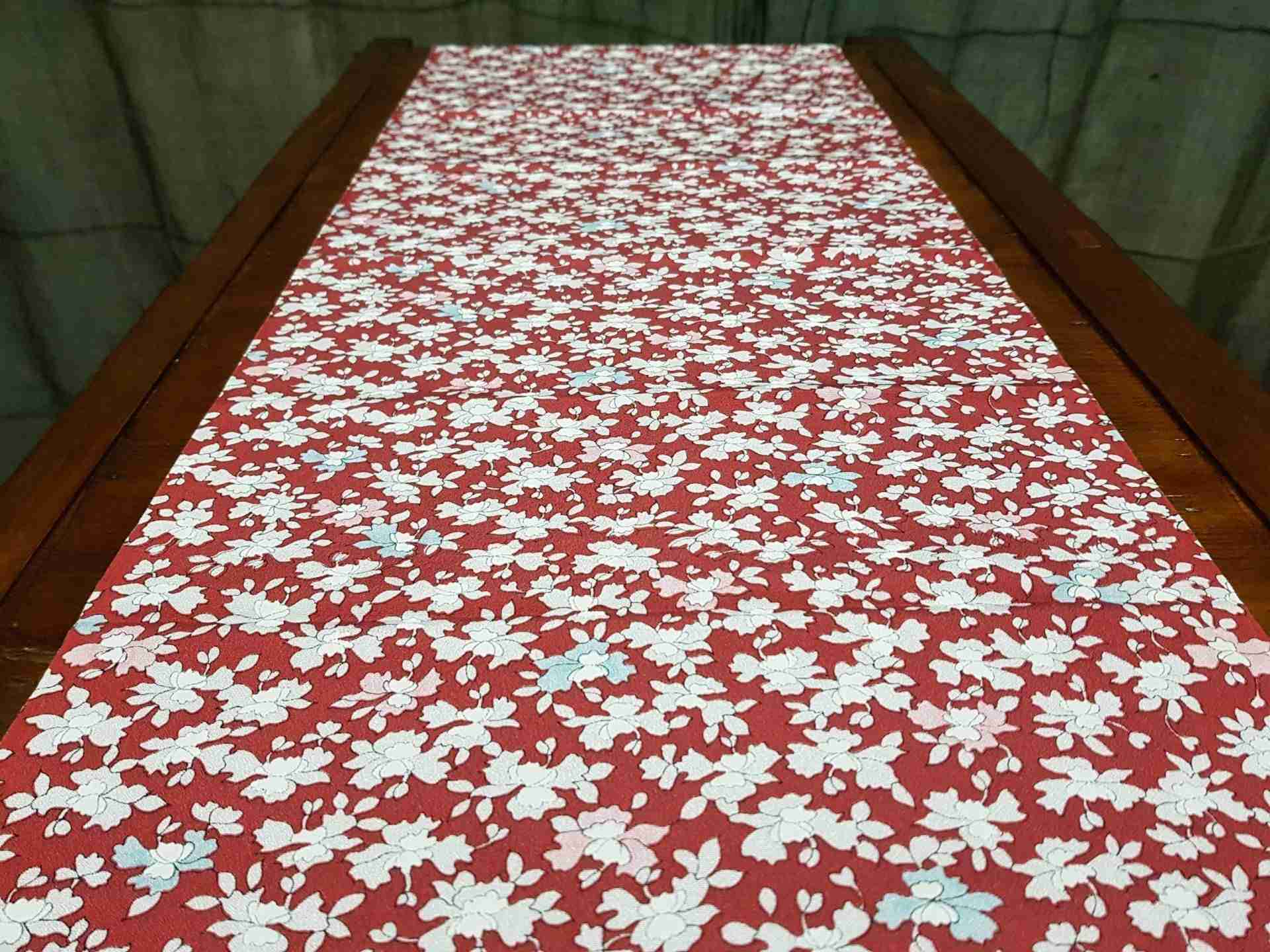 Japanese Silk Fabric, Maroon with Pastel Flowers