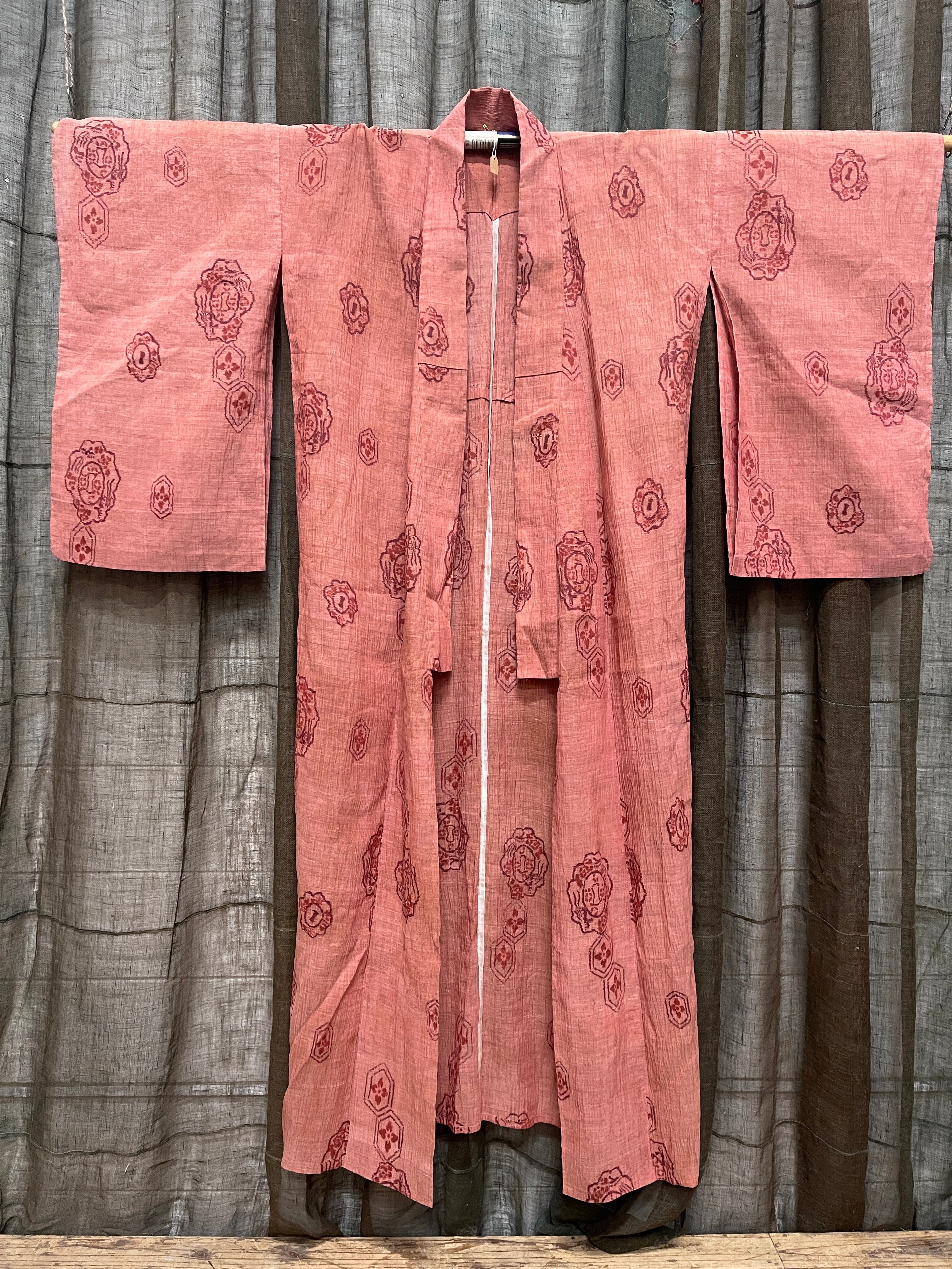 Vintage Japanese Hemp Kimono | Kasuri Weave