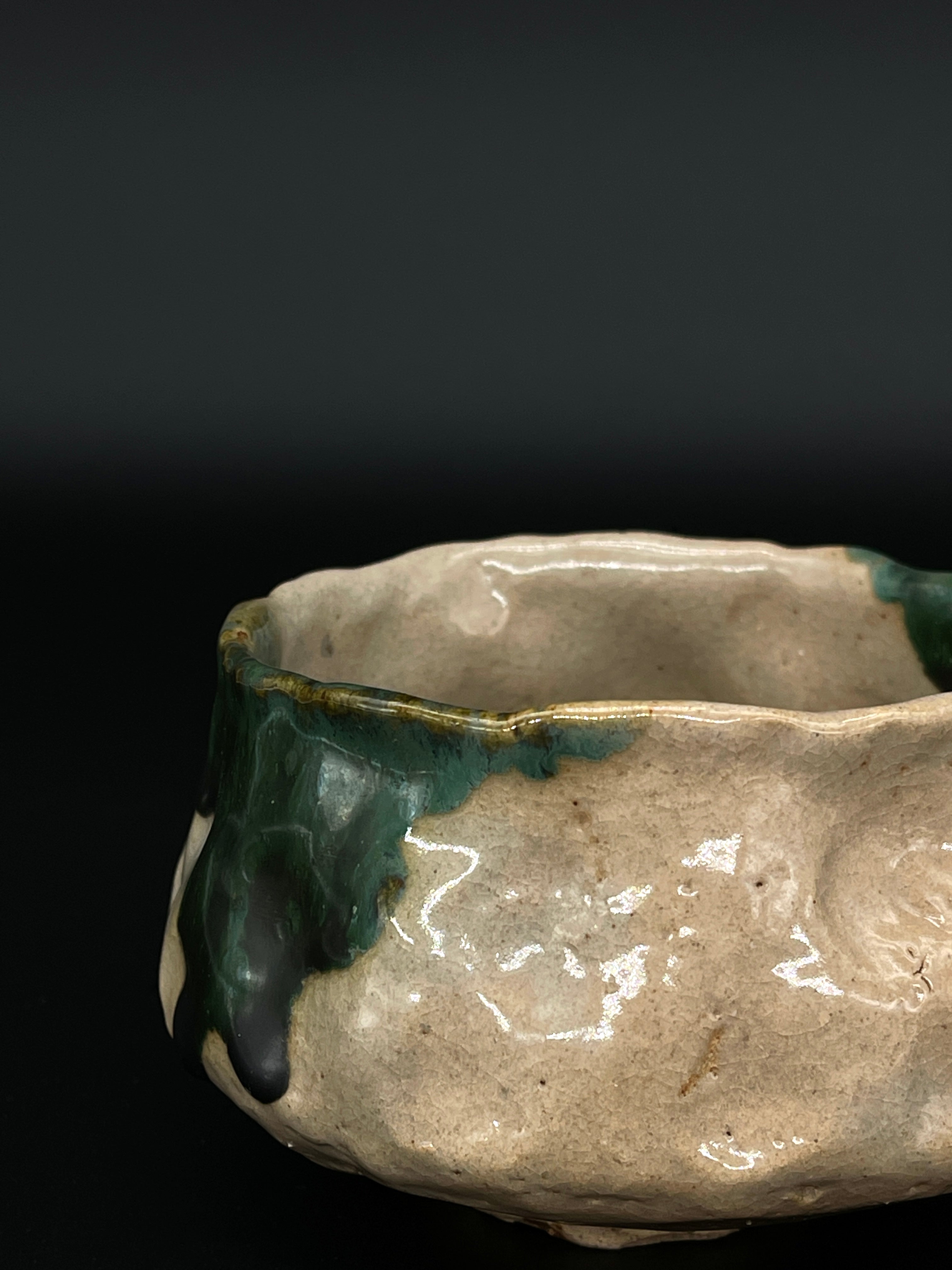 Japanese Chawan, Tea Bowl - Oribe Ware