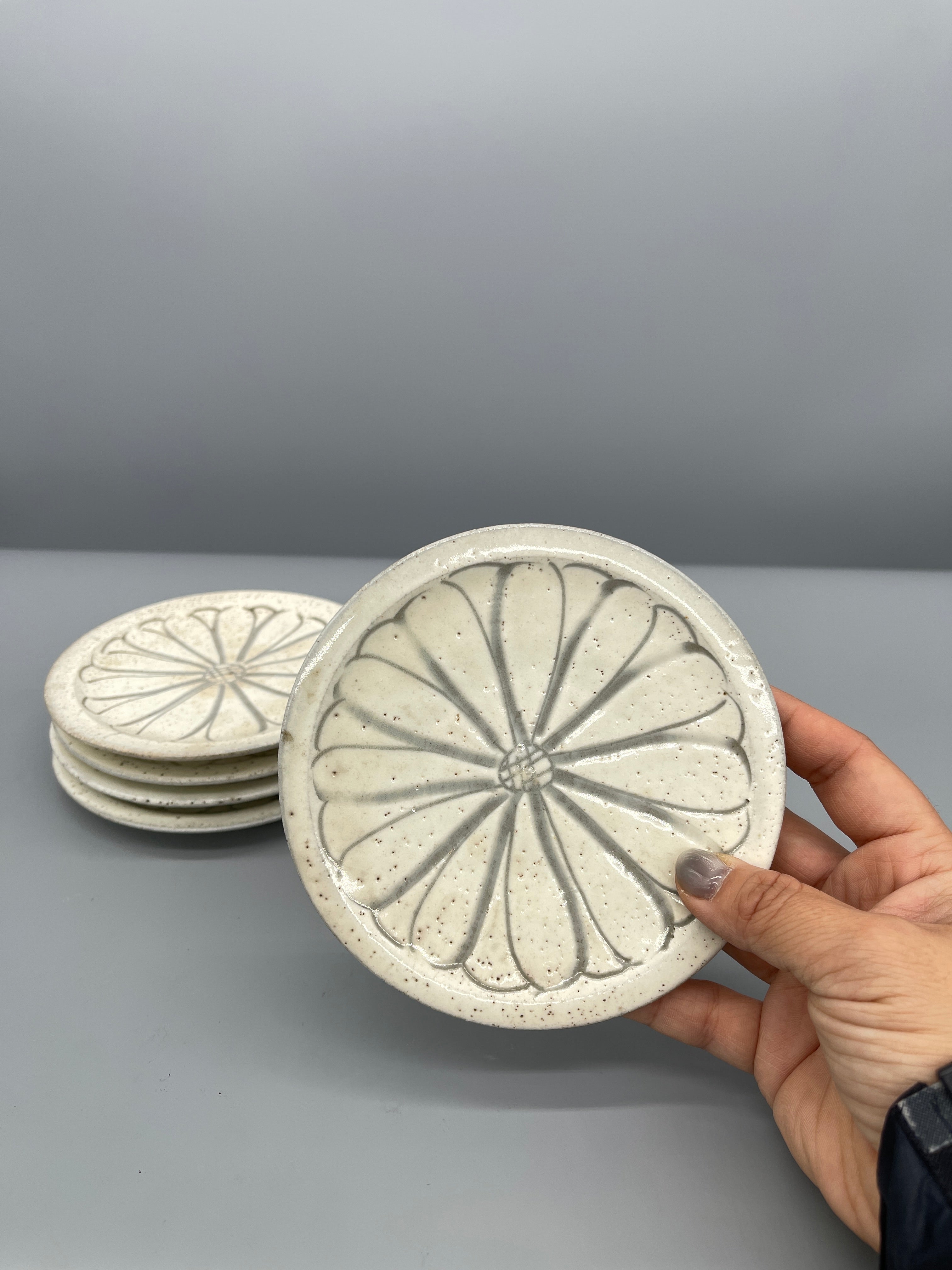 Set of Vintage Japanese Small Side Plates, Chrysanthemum