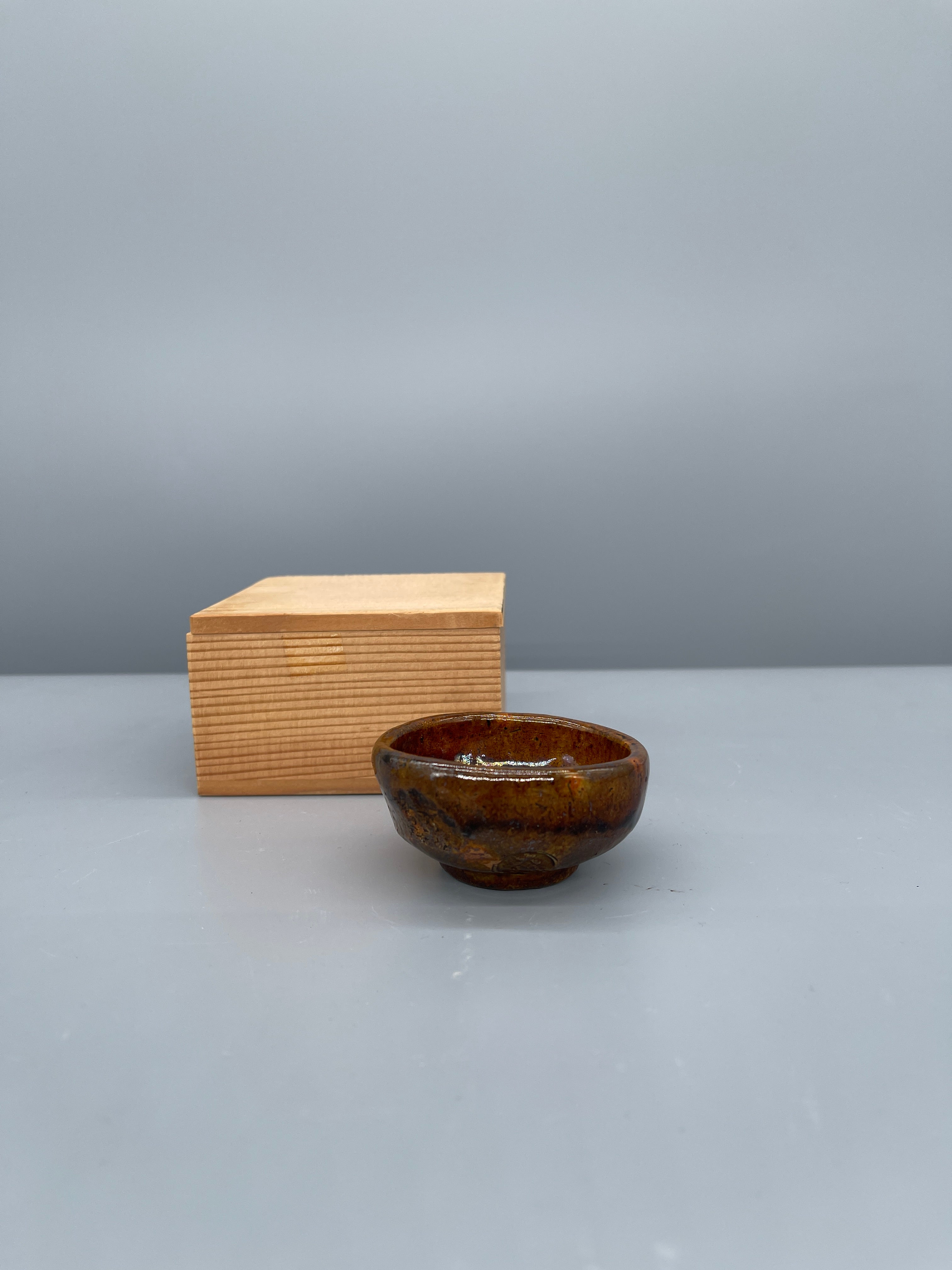 Japanese Stoneware Sake Cup - Amber Glaze