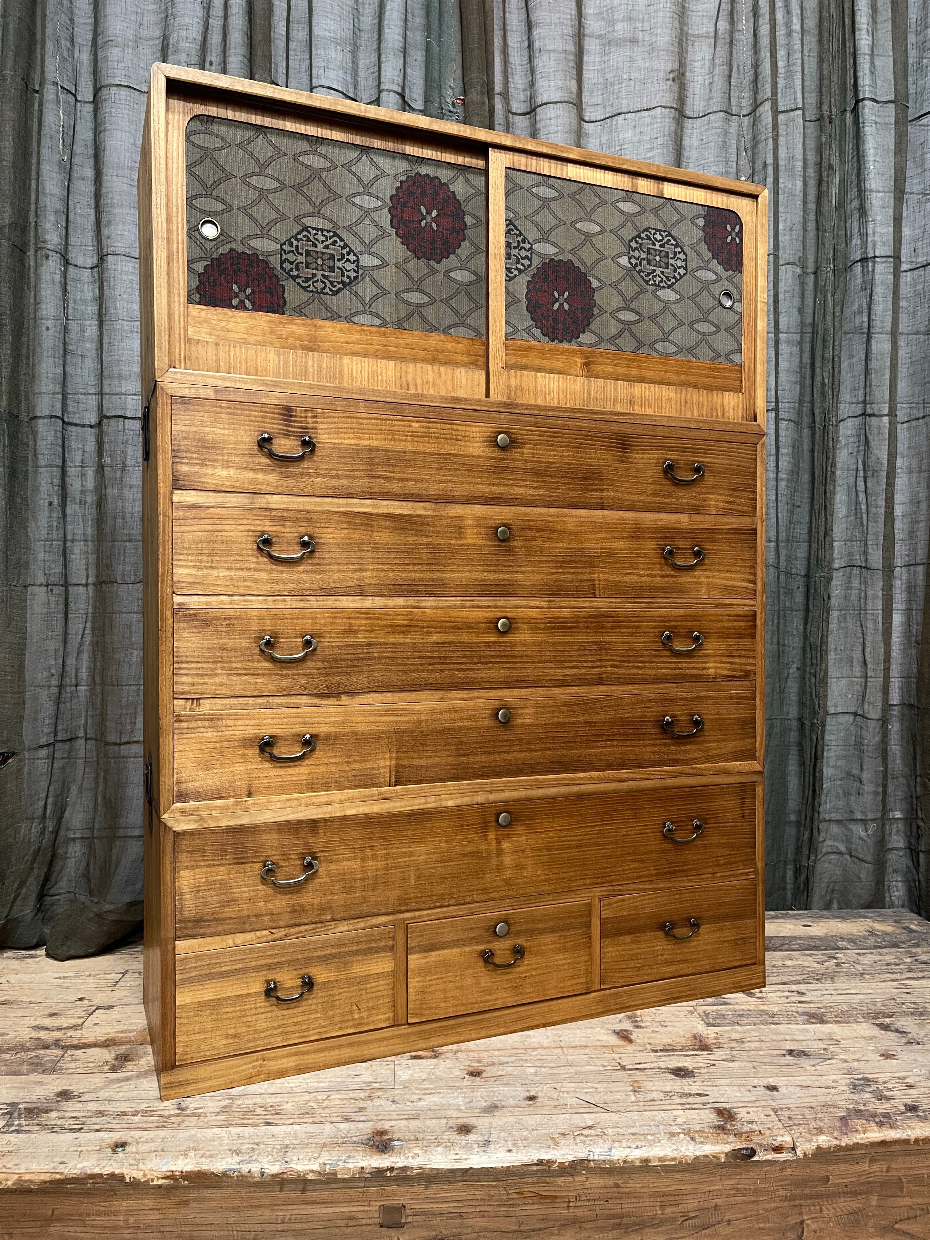 Japanese Three-Piece Kimono Chest of Drawers - Paulownia | Midcentury