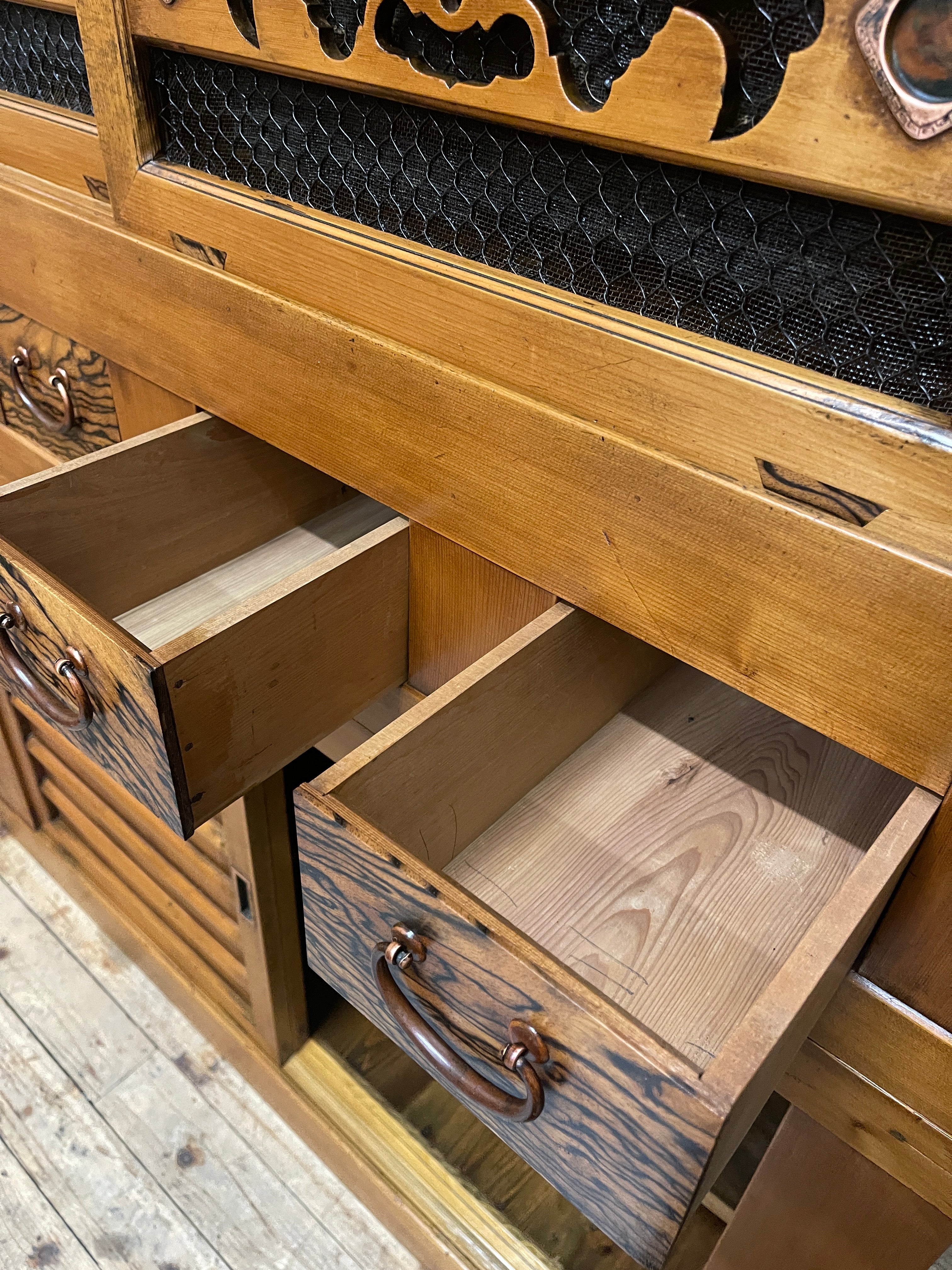 Japanese Mizuya, Kitchen Cabinet - Cedar, Cypress, Persimmon | c.1900