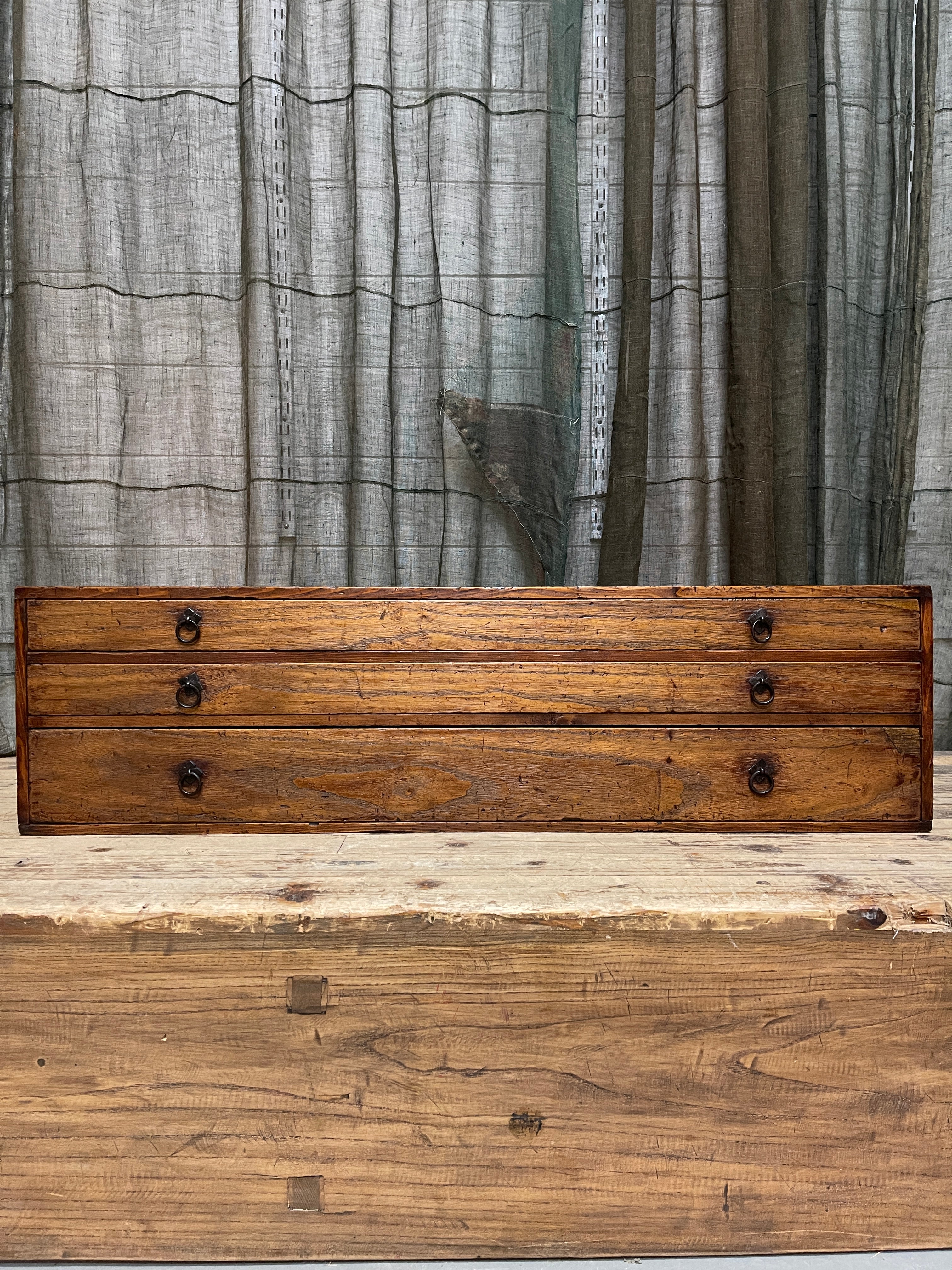 Japanese Low 3 Drawer Chest- Cypress & Paulownia | Meiji
