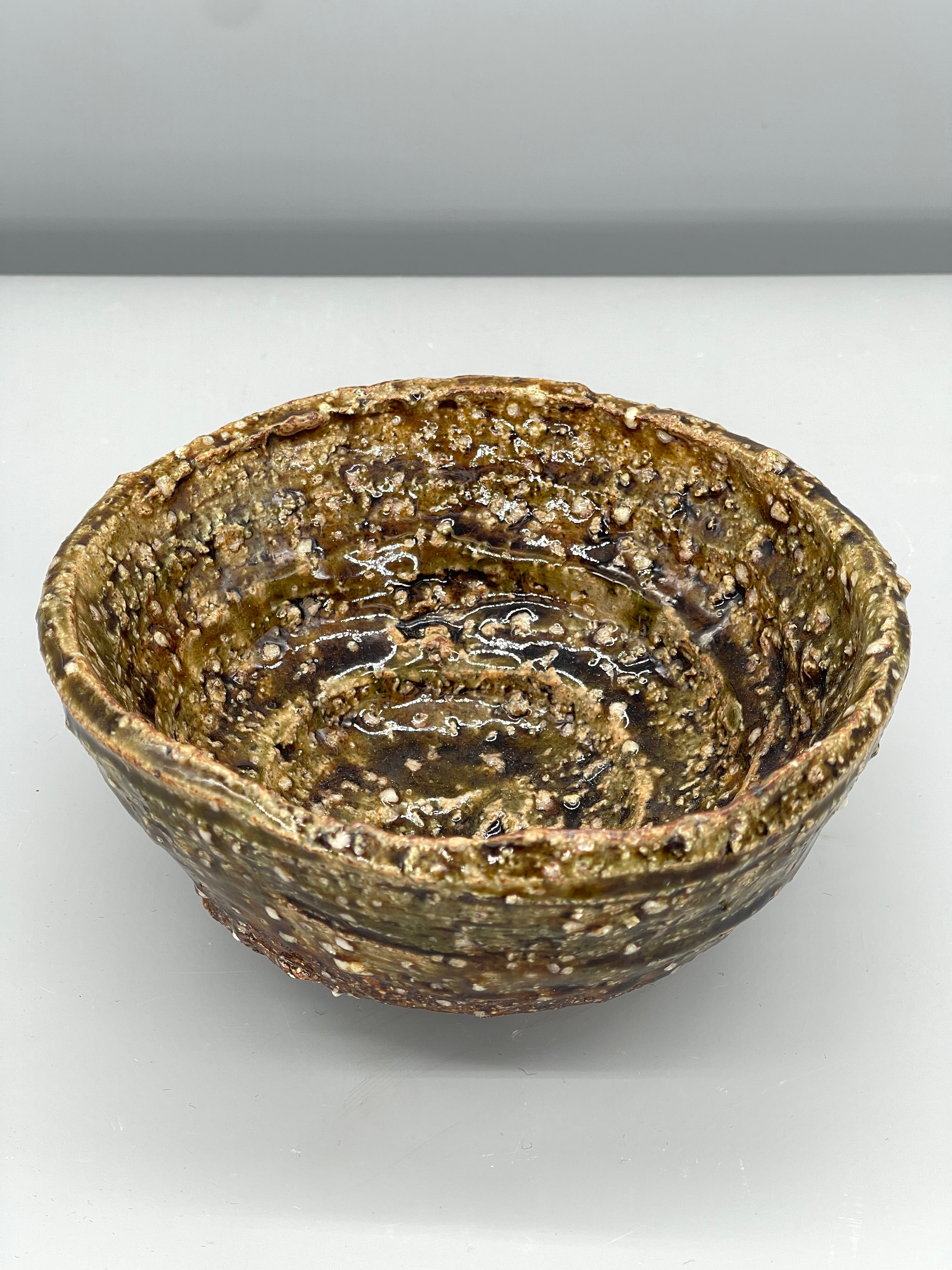 Vintage Japanese Textural Chawan, Tea Bowl - Earthy Ash Glaze
