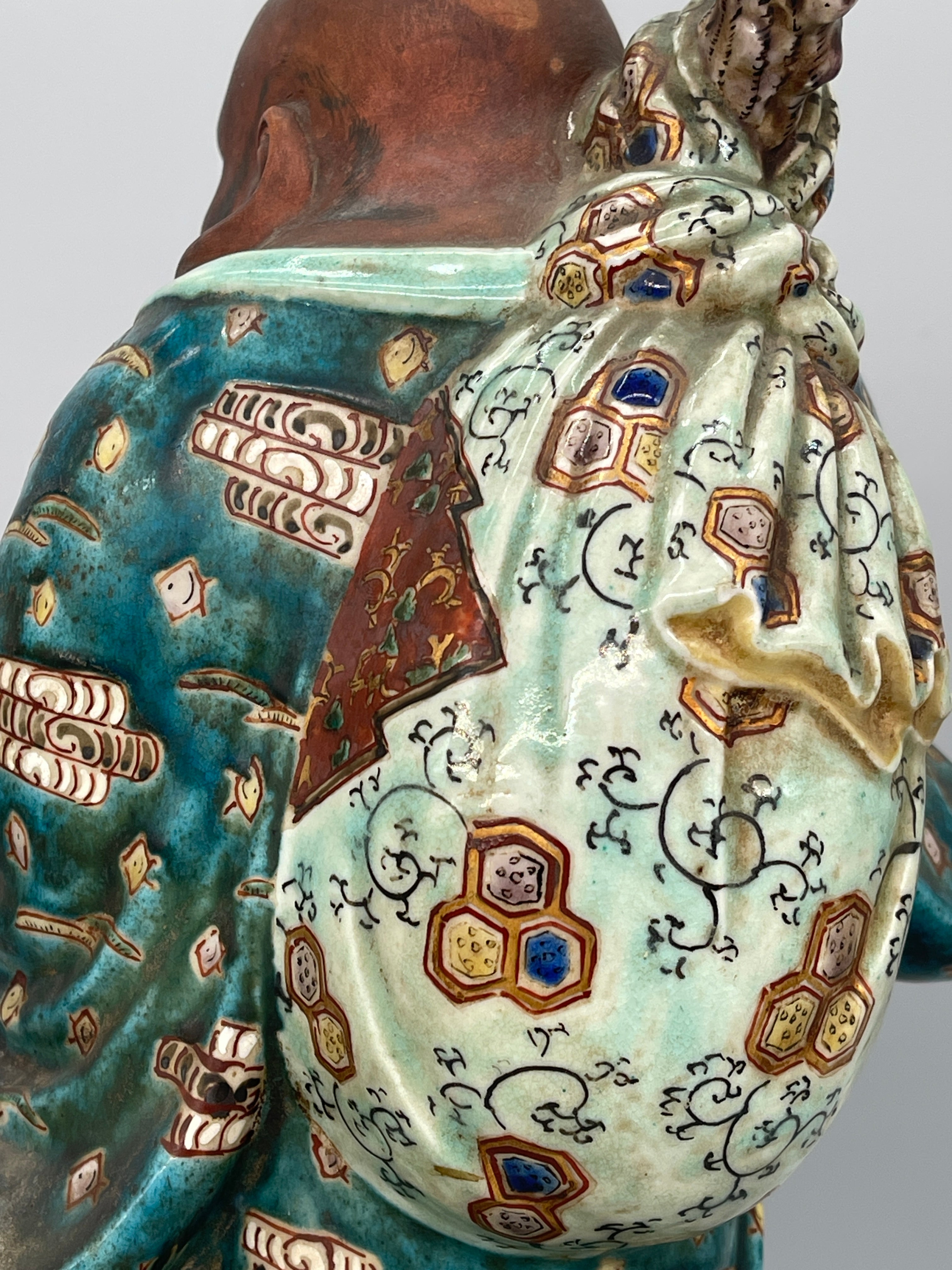 Japanese Kutani Statue of Hotei - Porcelain