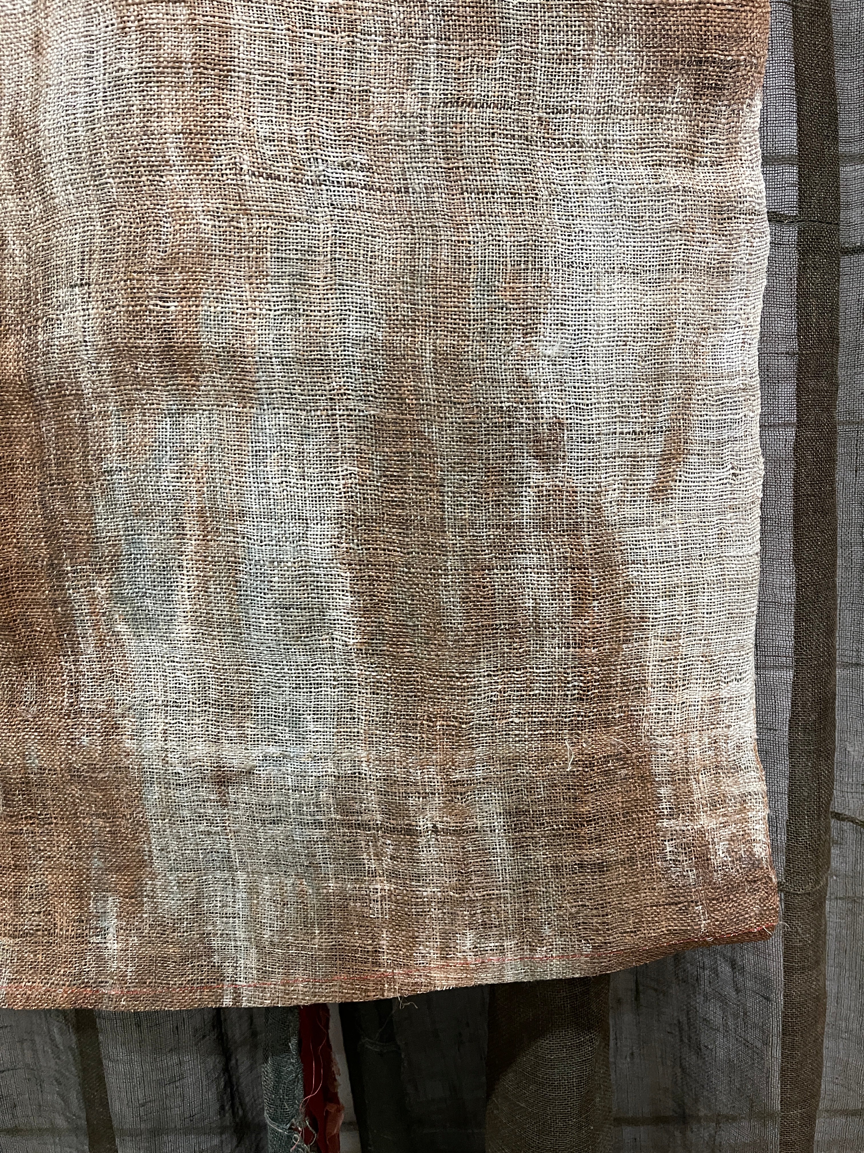 Vintage Japanese Hemp Noren, Panelled Curtain