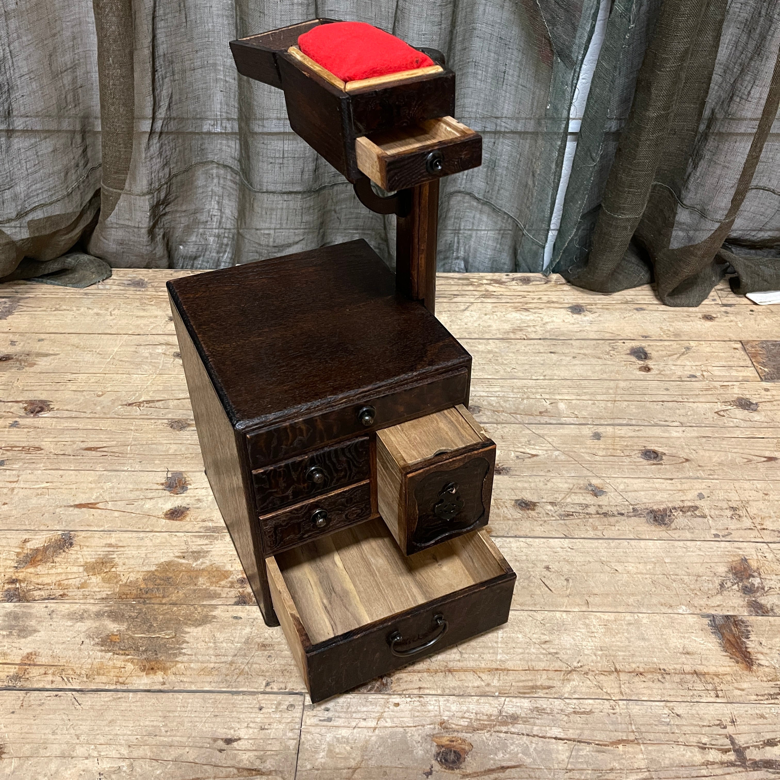 Vintage Japanese Sewing Box, Hari Bako - Elm | 1930's