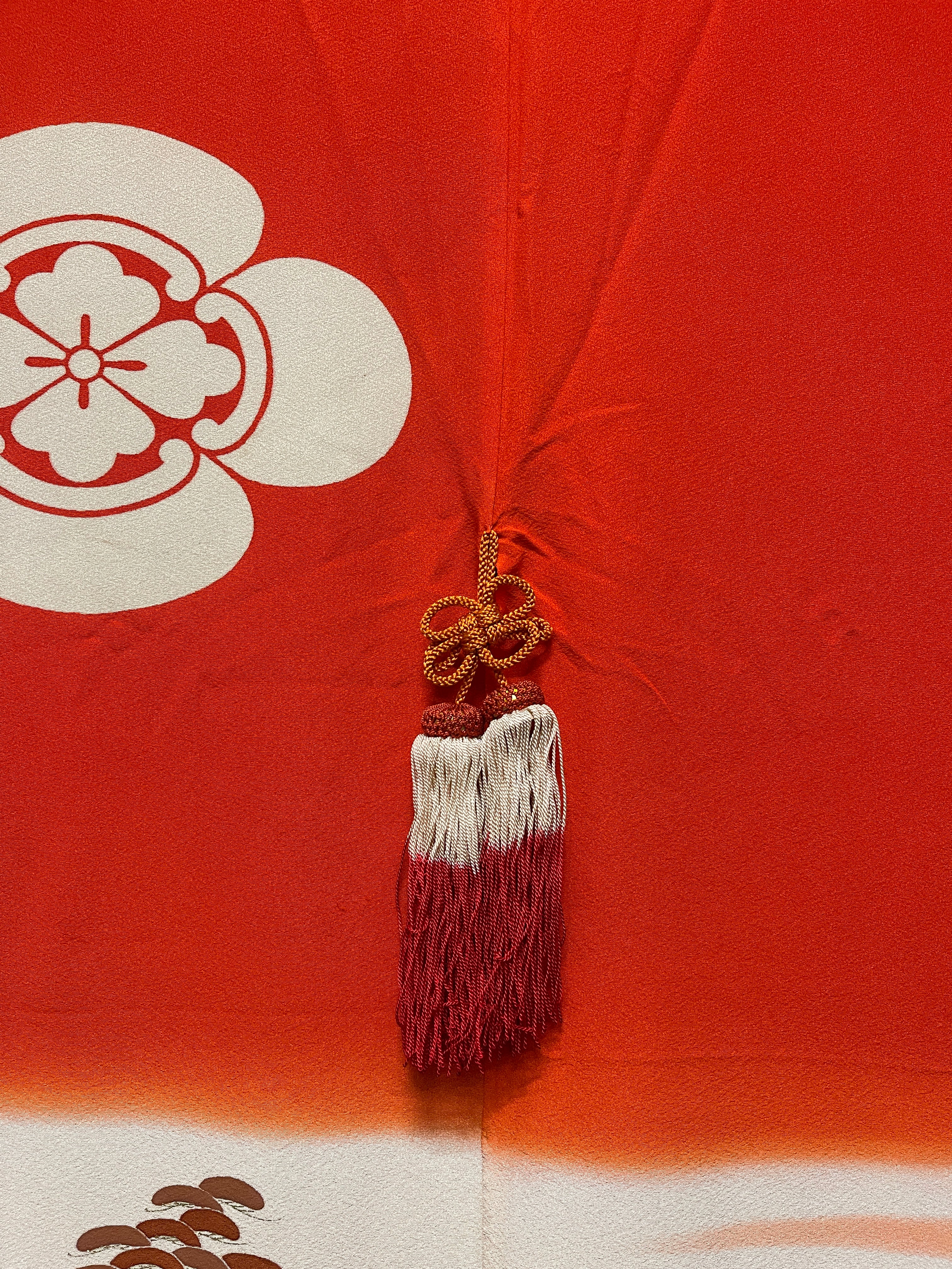 Vintage Japanese Silk Hanayome Noren, Bridal Curtain