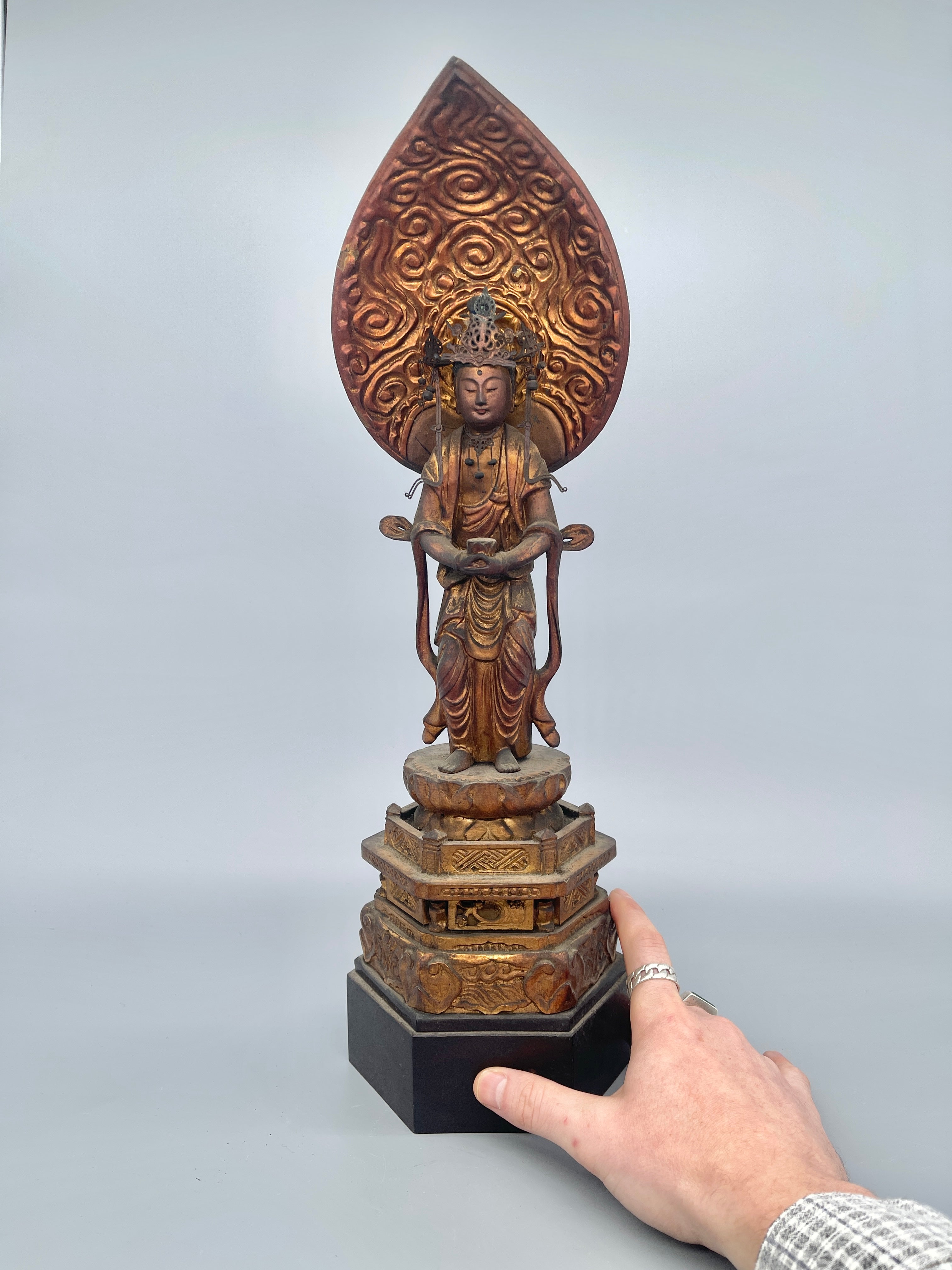 Antique Japanese Kannon-Bosatsu Carved Statue