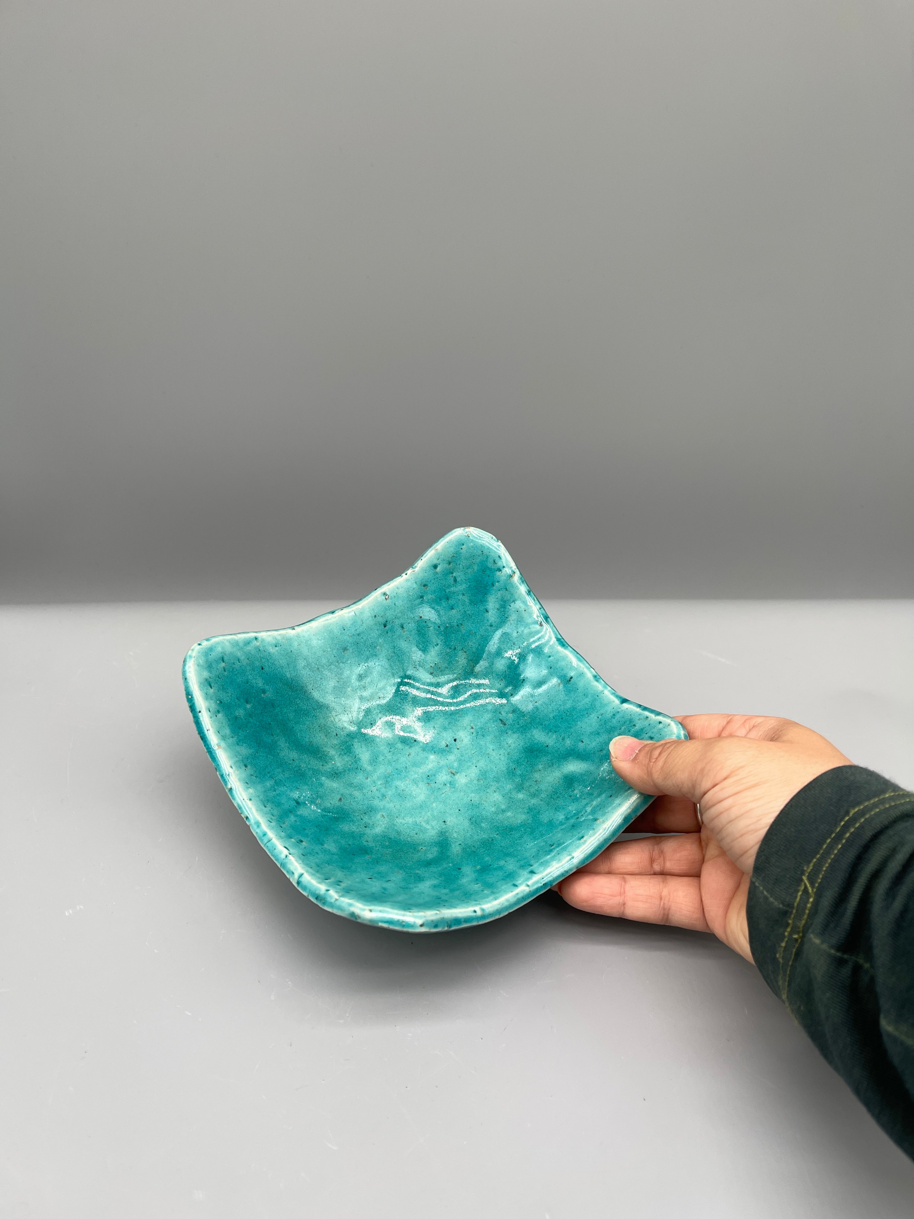 Square Vintage Japanese Side Plates - Turquoise Blue