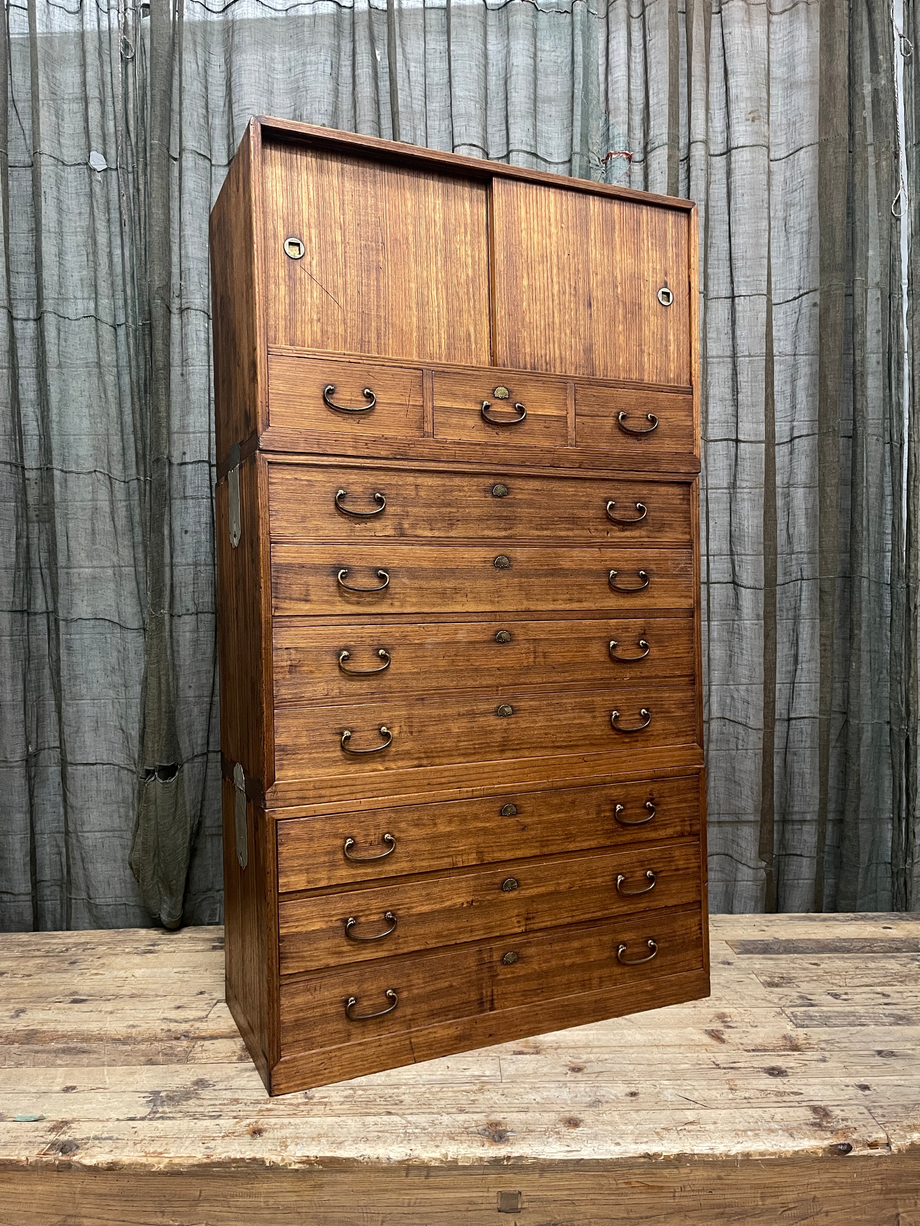 Japanese Three-Piece Kimono Chest of Drawers - Paulownia | Midcentury