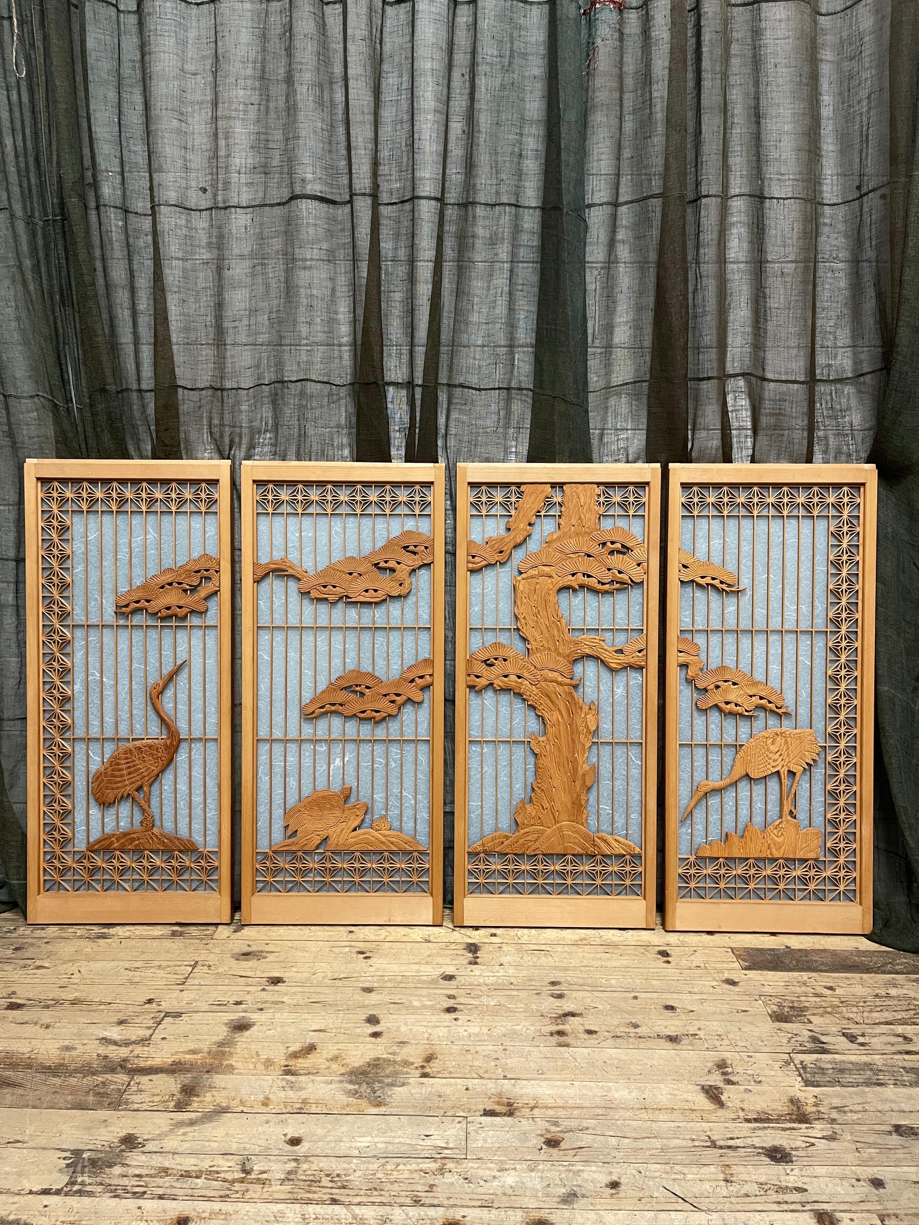 Set of 4 Vintage Japanese Sliding Doors