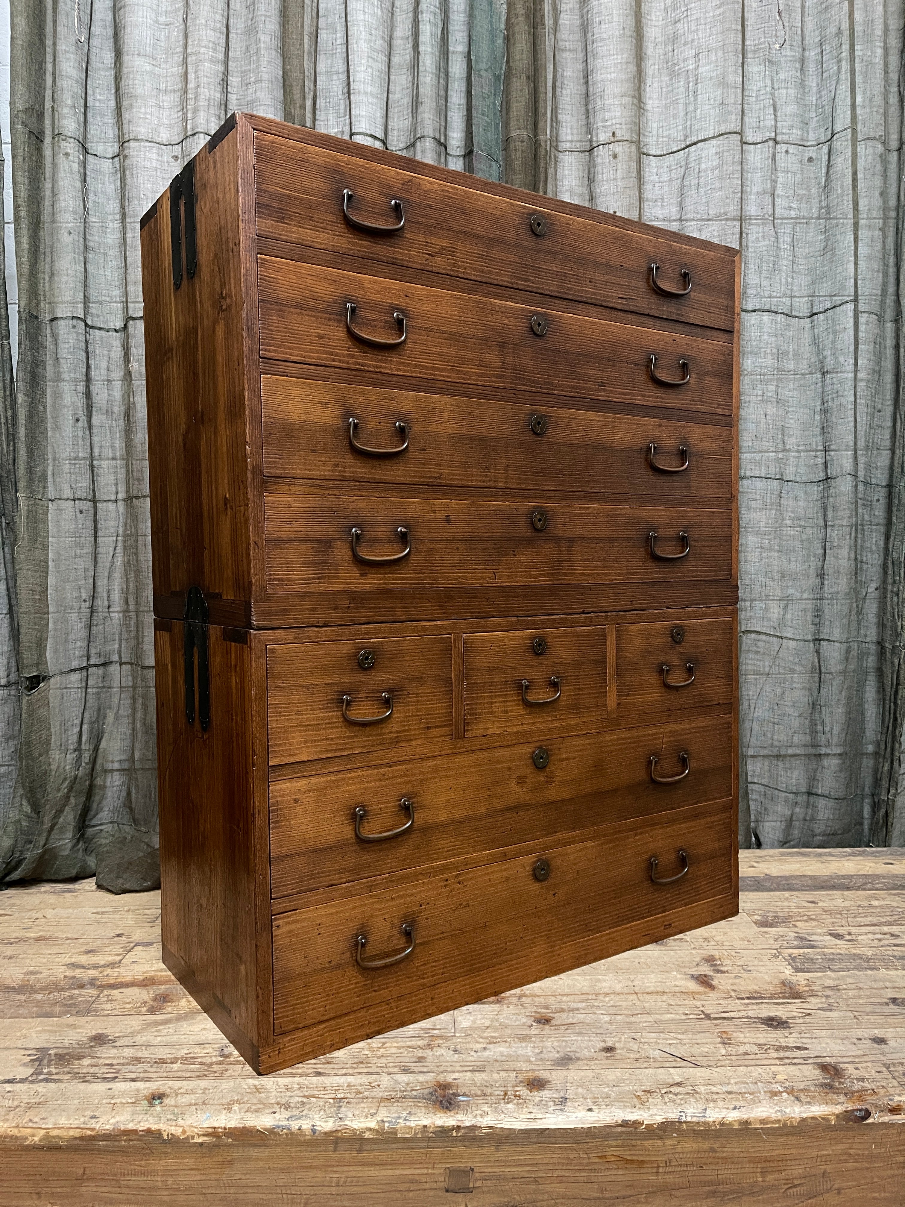 Japanese Kimono Storage Chest-on-Chest, Isho Dansu - Paulownia | Taisho