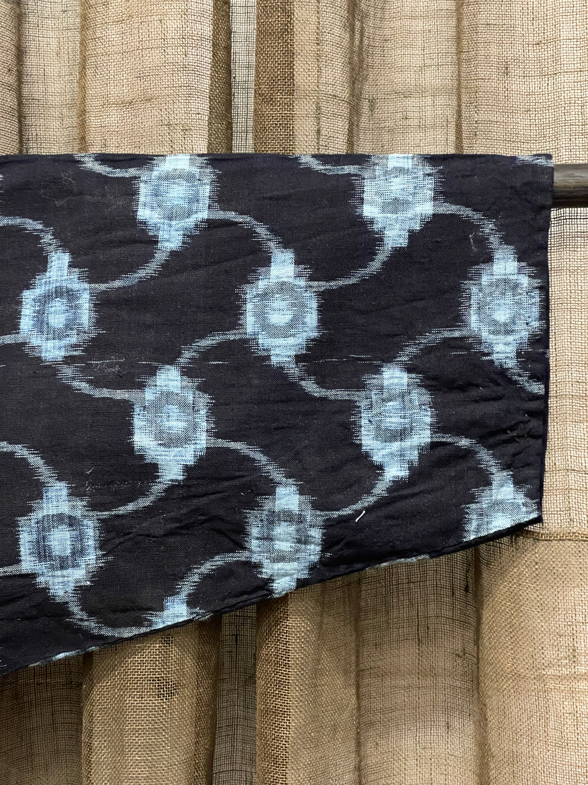Vintage Japanese Cotton Kasuri Haori, Geometric Wave Pattern