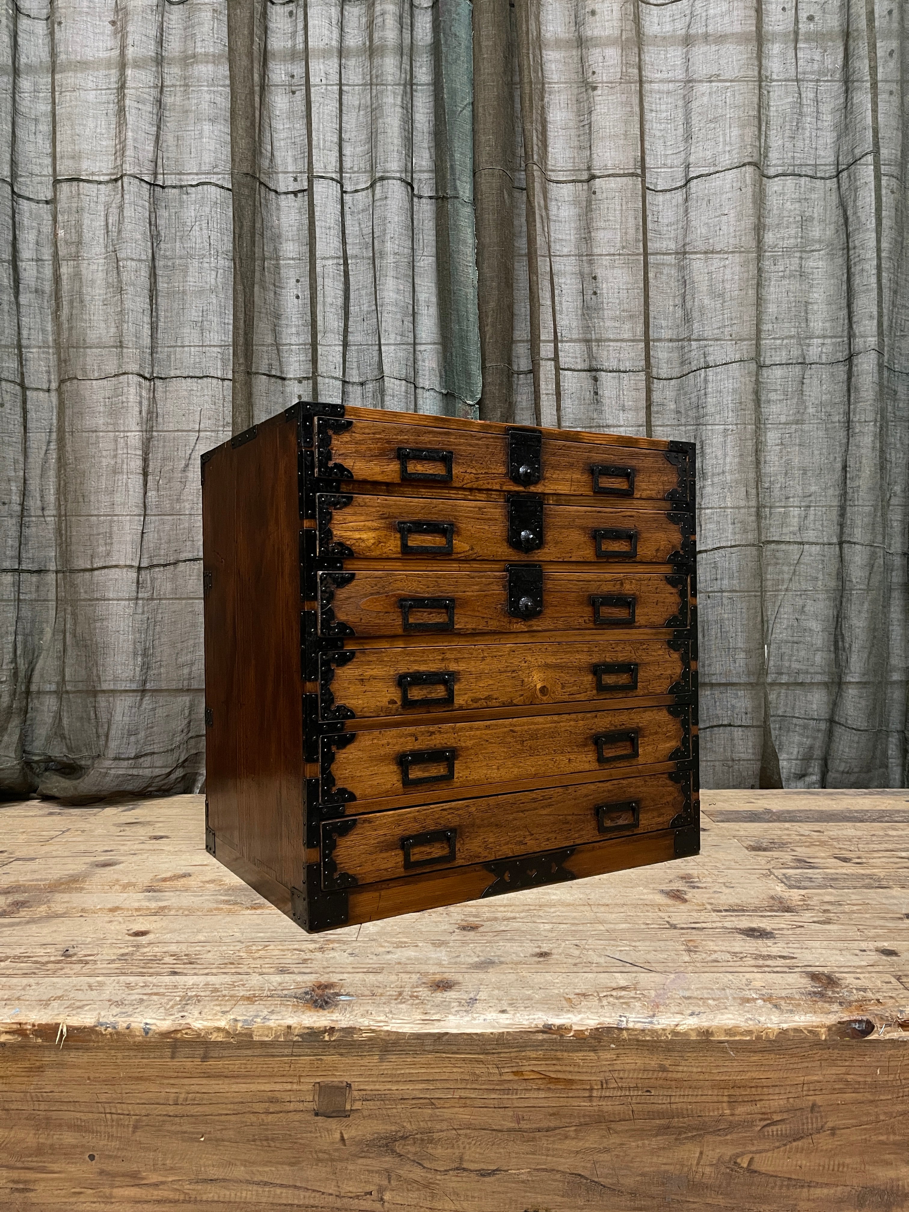 Antique Japanese Document Chest, 6 Drawers - Cypress & Paulownia | Meiji, c.1890