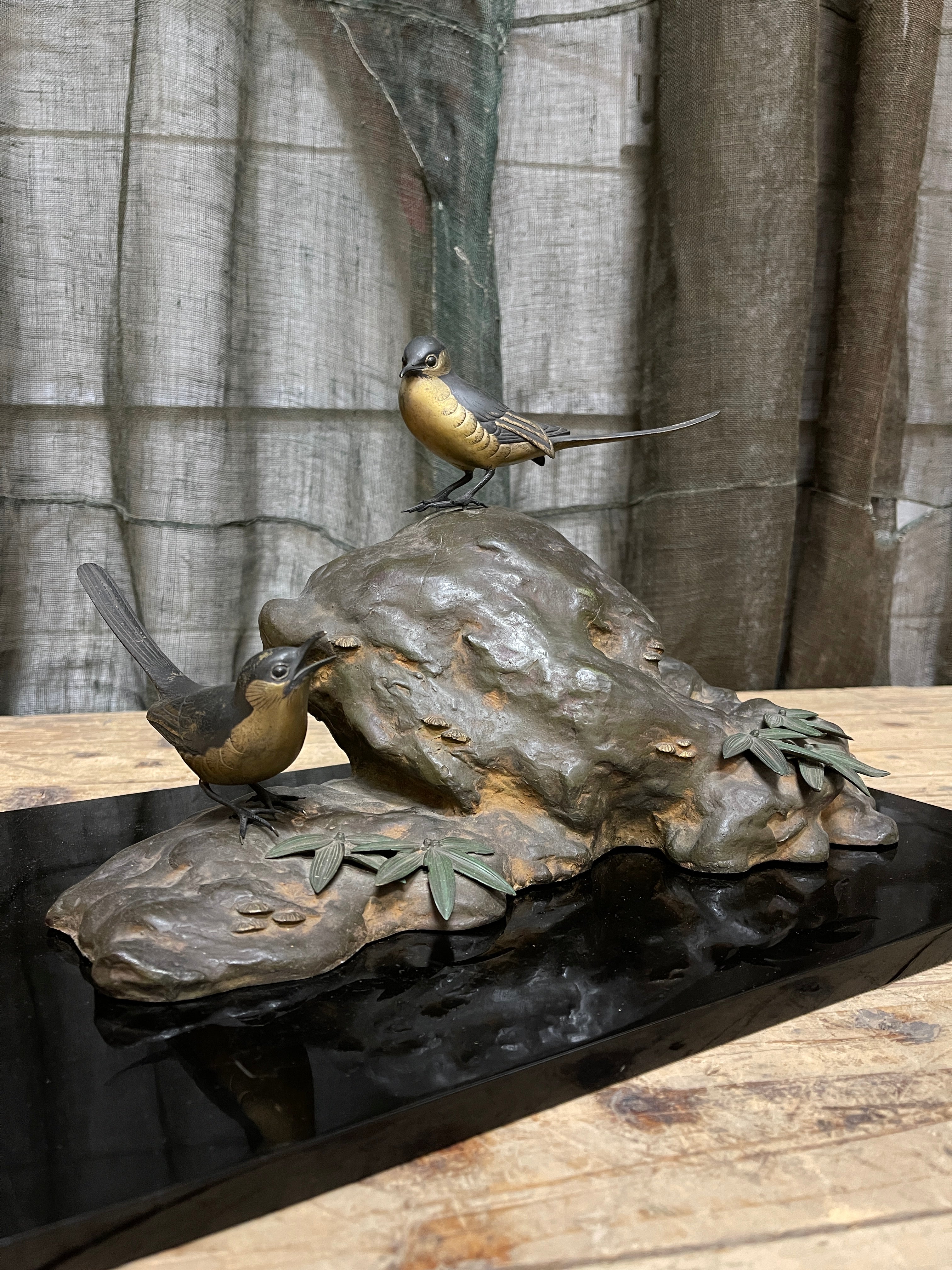 Japanes Bronze Okimono Of Sparrows| c.1950