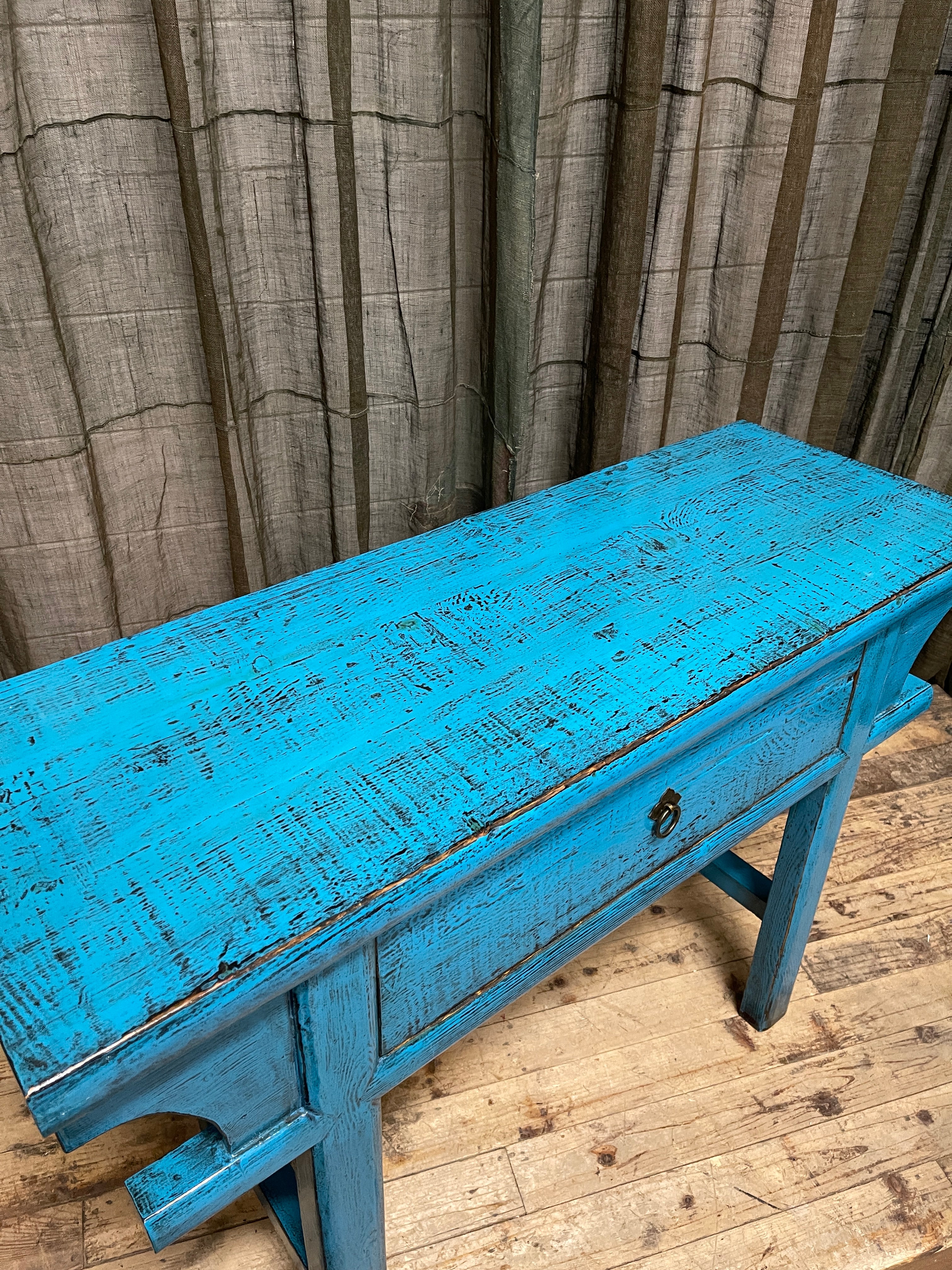 Chinese Blue Lacquered Hall Table
