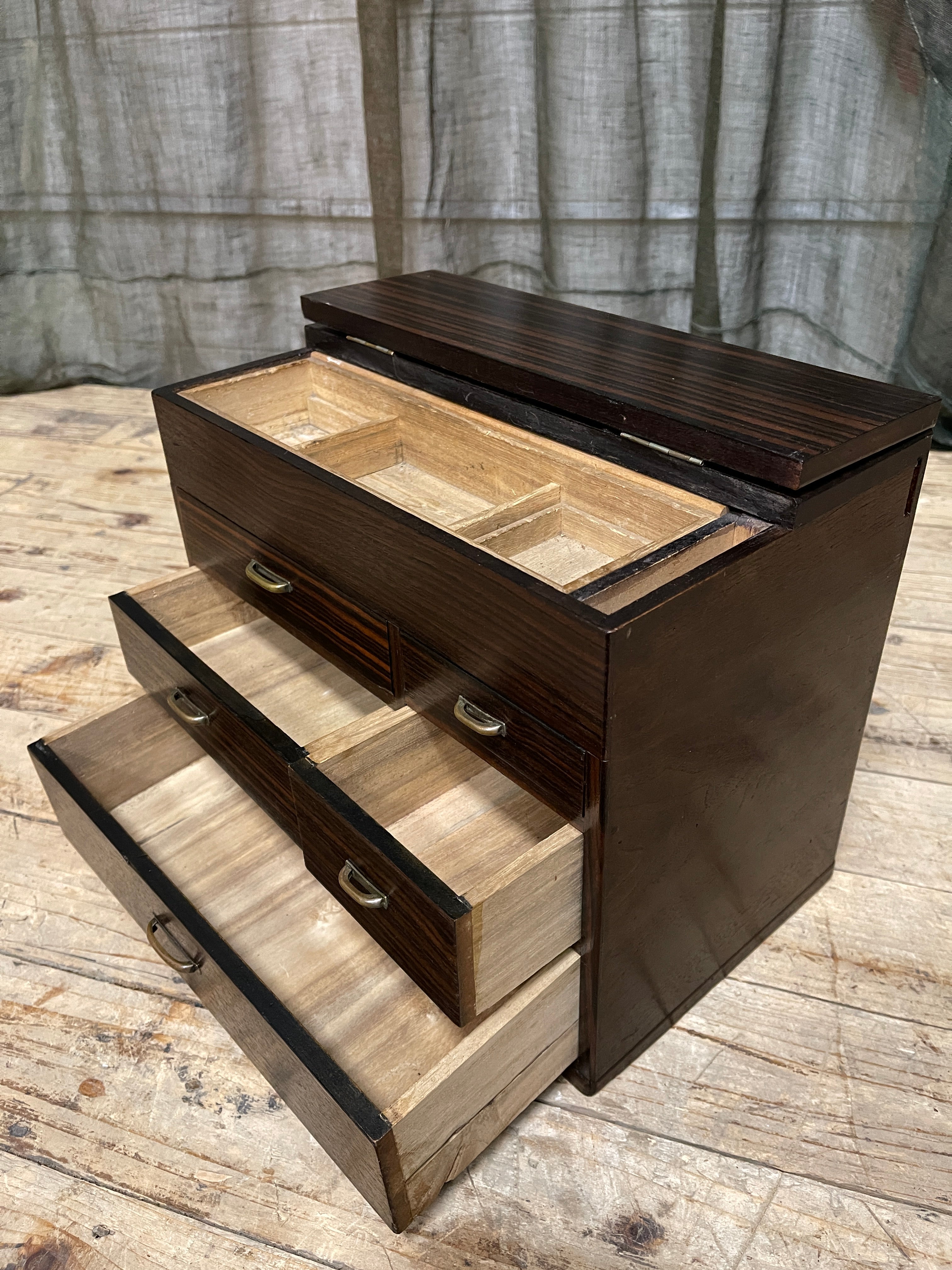 Vintage Japanese Sewing Box, Hari Bako - Rosewood | 1950's
