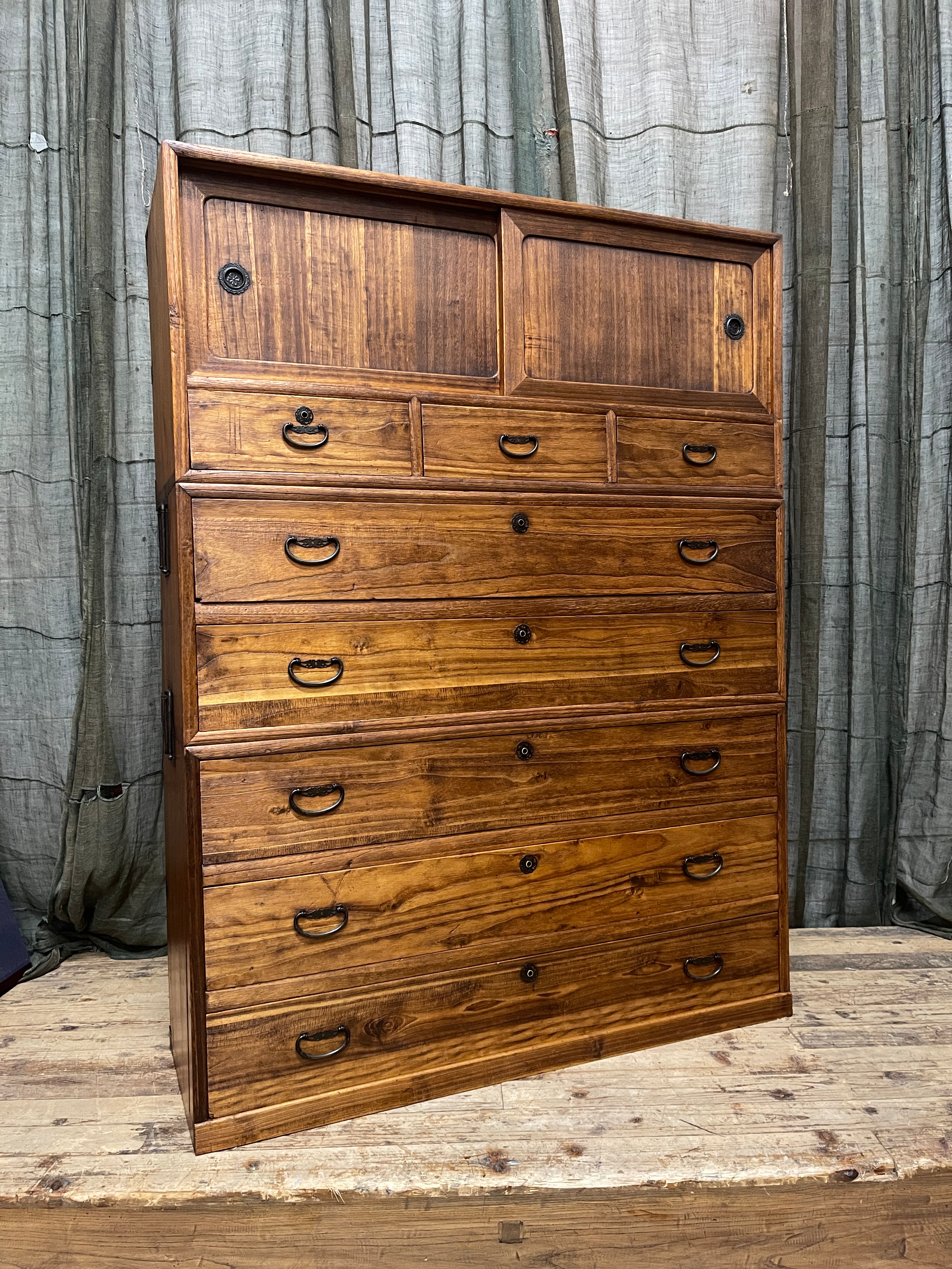 Japanese Three-Piece Kimono Chest of Drawers - Paulownia | Midcentury