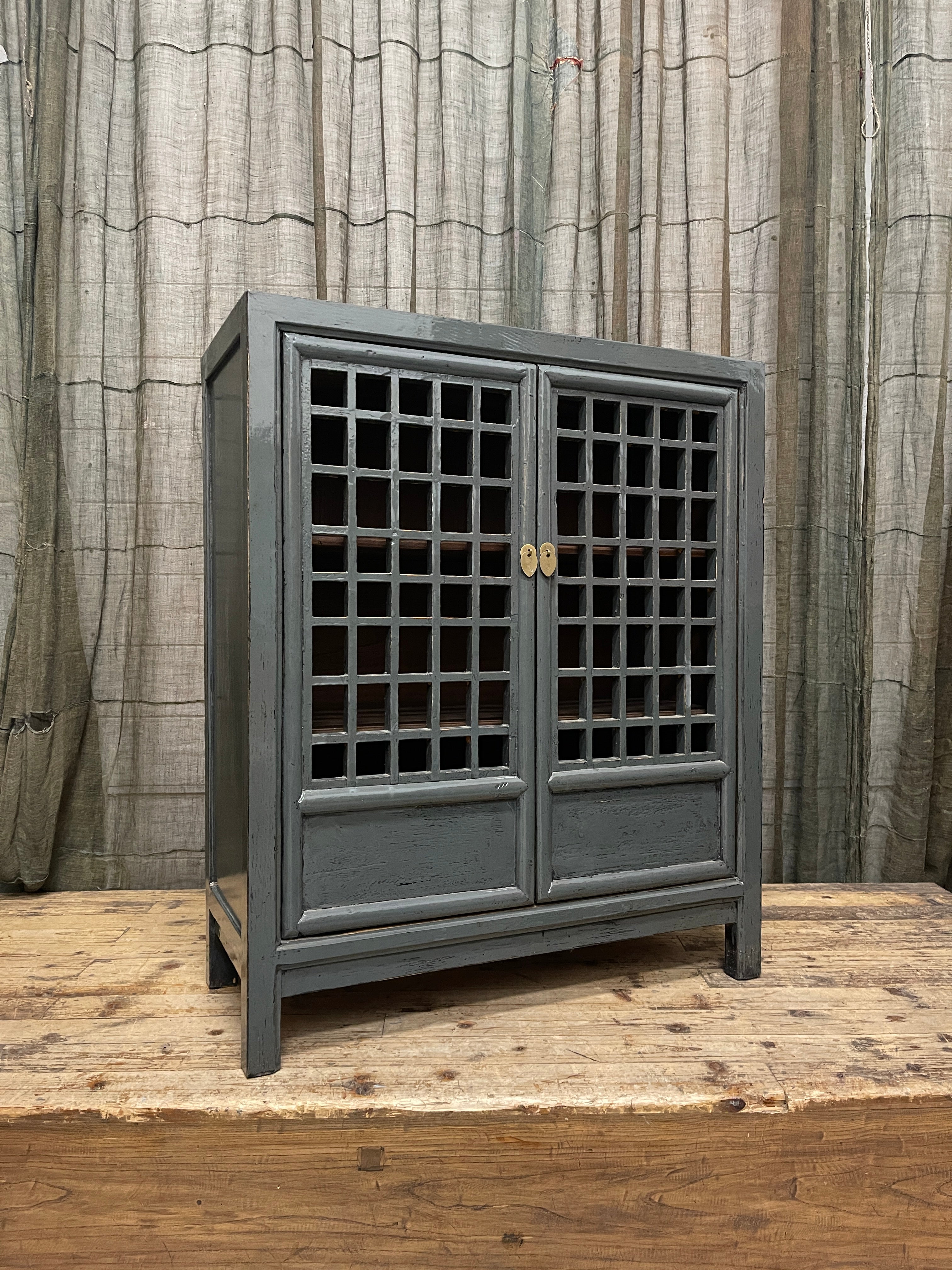 Chinese Grey Lacquered Cabinet