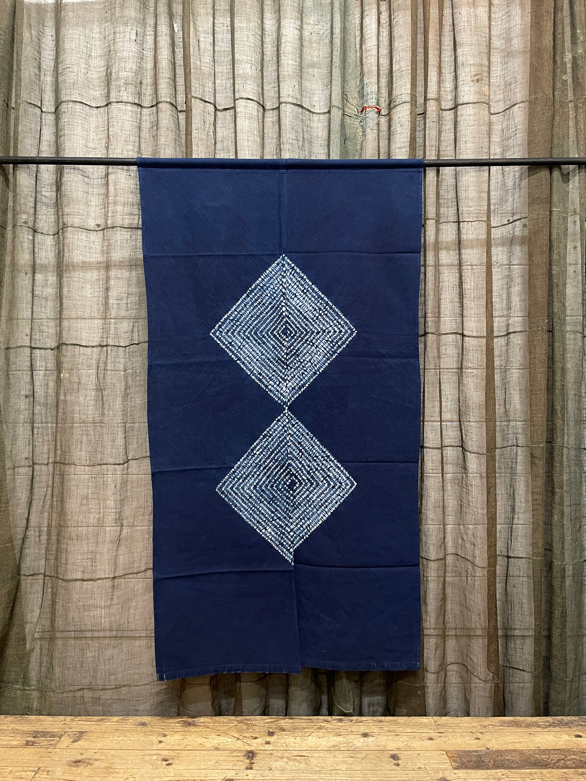 Shibori Indigo Dyed Noren - Cotton & Hemp