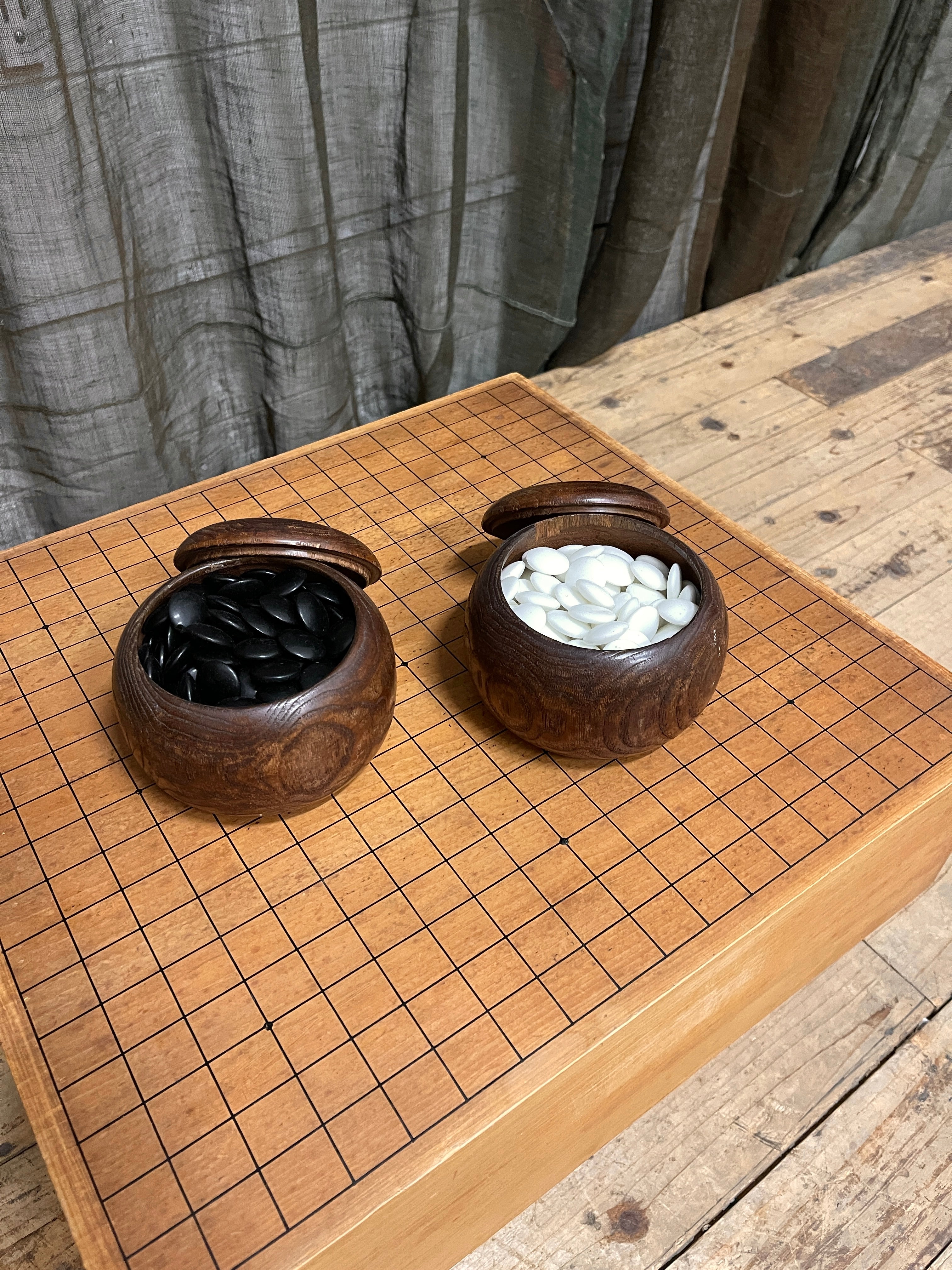 Vintage Japanese GO Board with Go Stones & Go Bowls