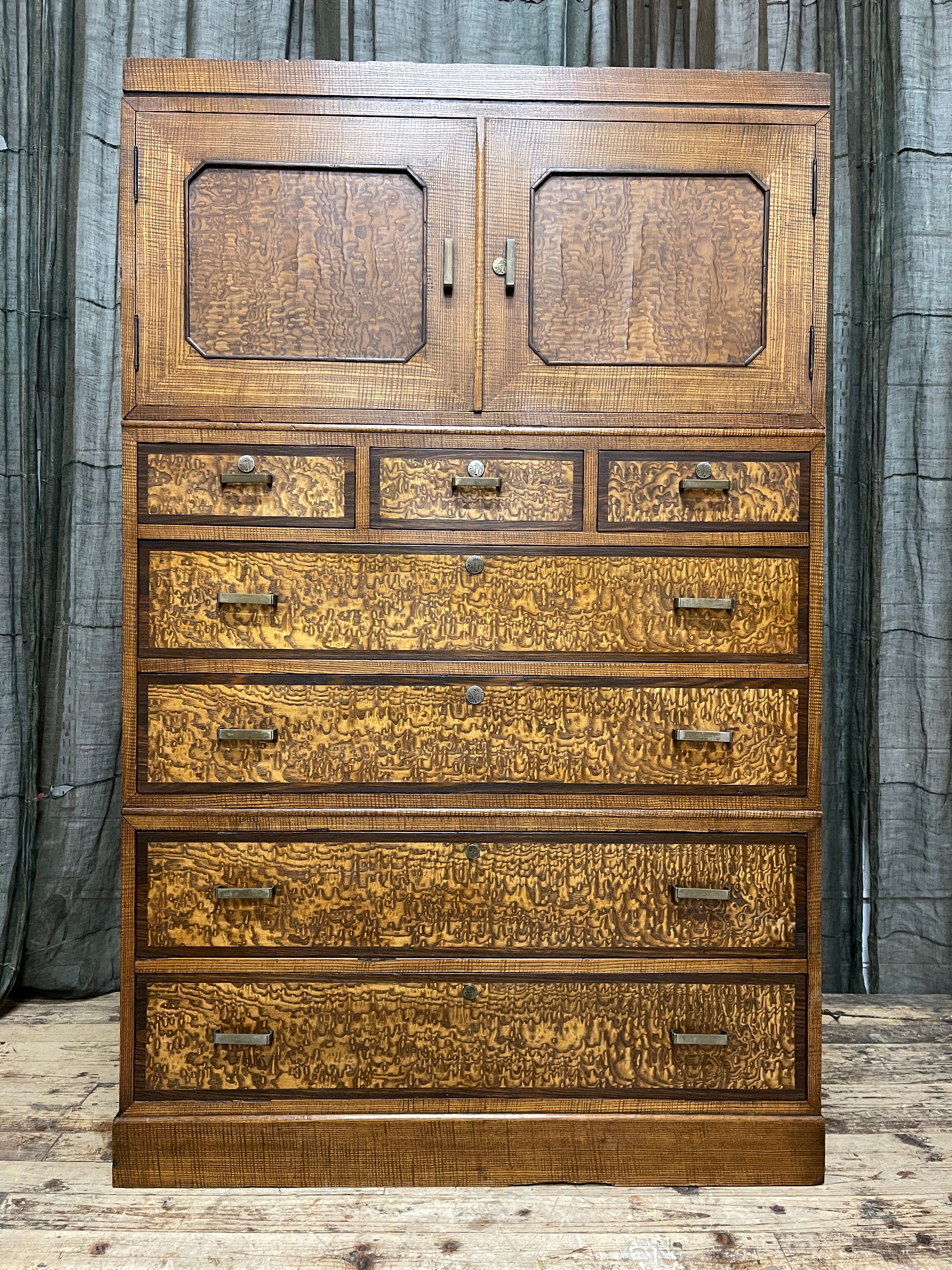 Vintage Japanese Kimono Storage Chest of Drawers From Hokkaido - Cedar & Mountain Ash| C.1930