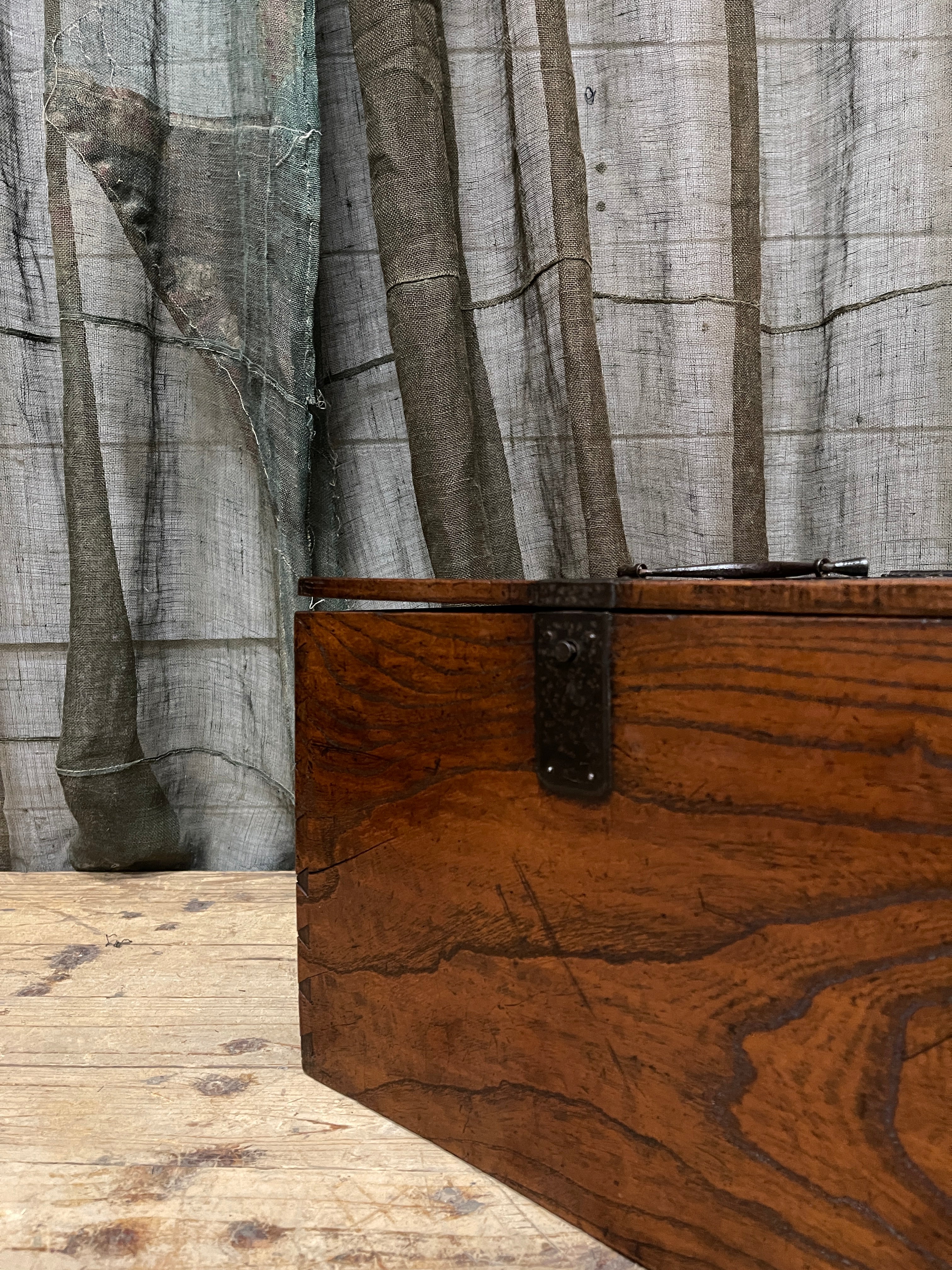 Suzuri Bako, Japanese Calligraphy Box - Elm | Meiji, c.1870