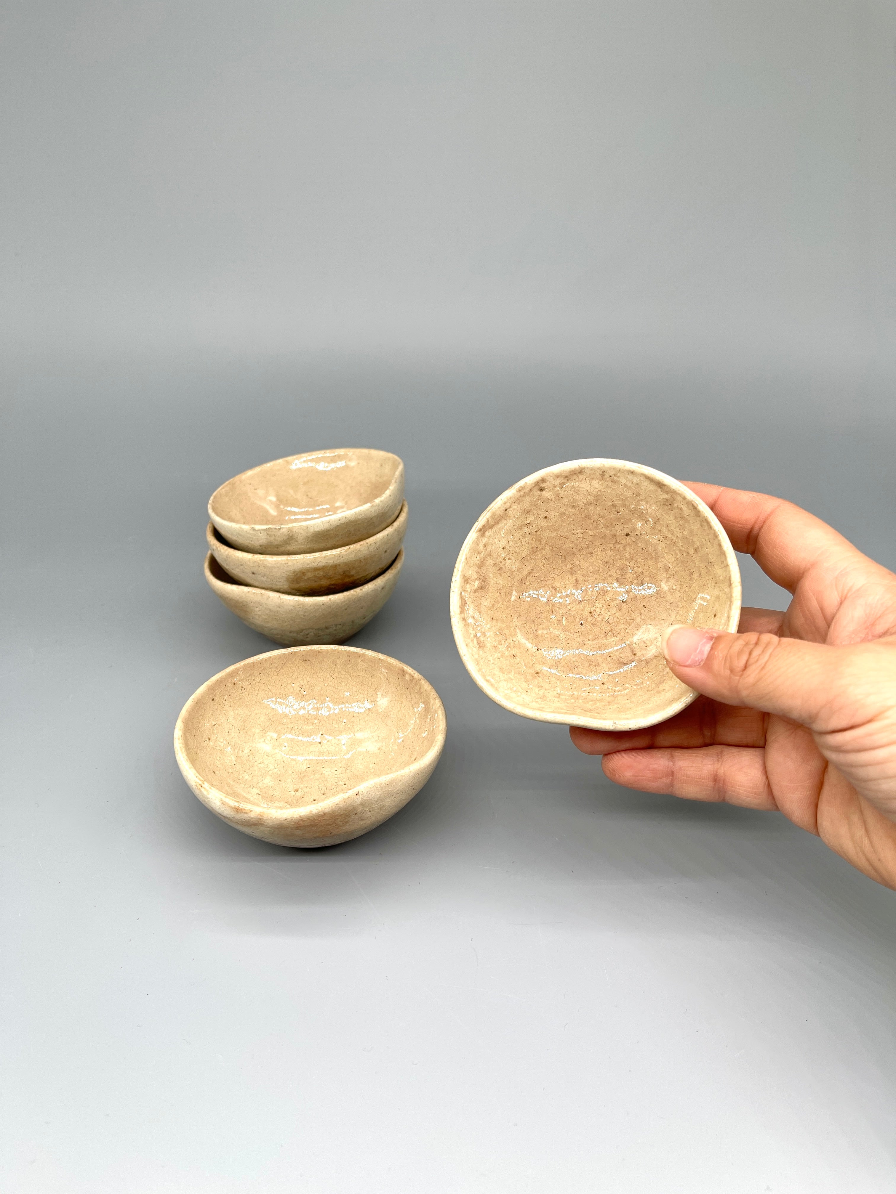 Set Of 5 Japanese Sake Cups - Hagi Ware