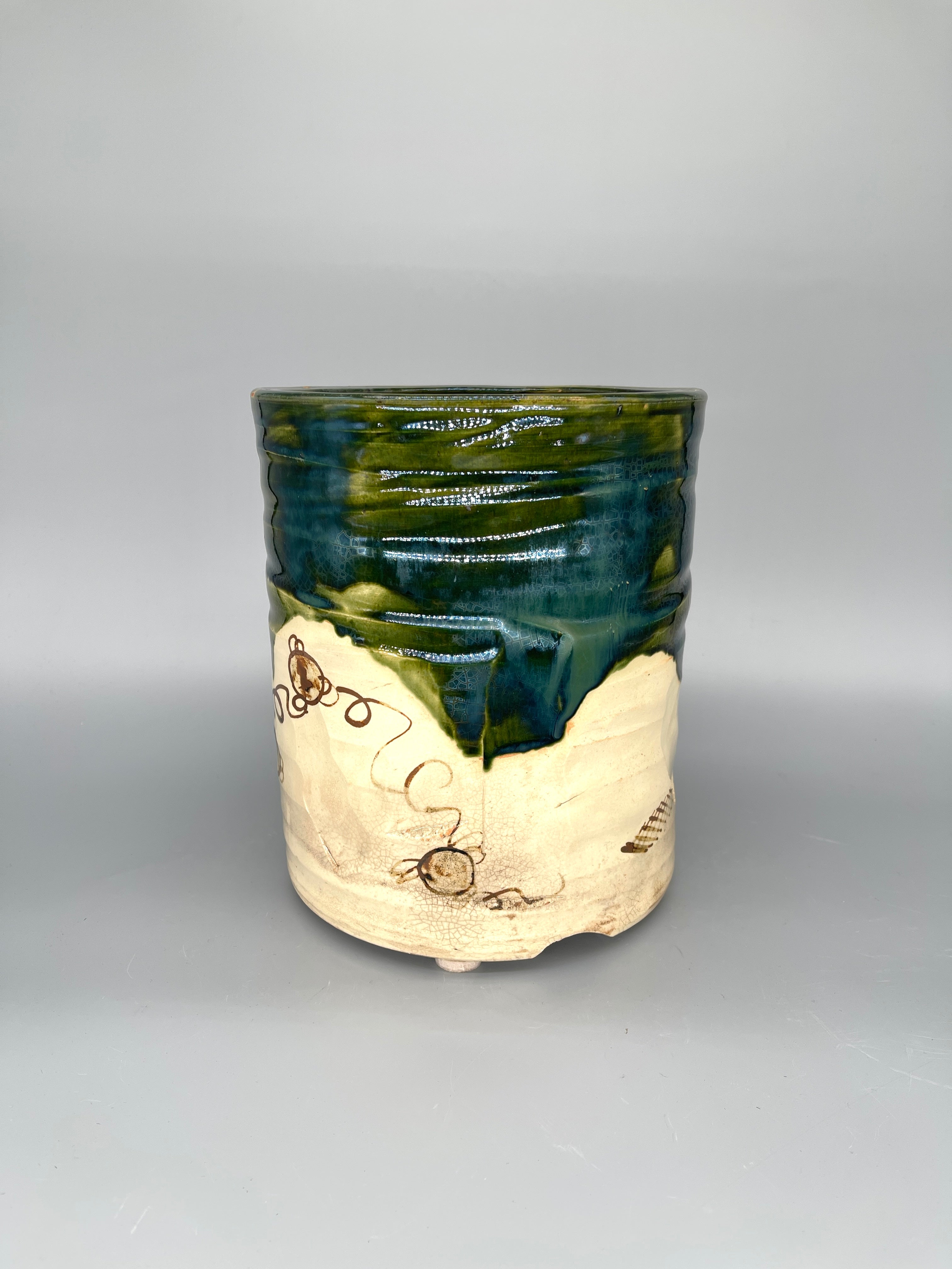 Japanes Oribe Porcelain Hibachi | c.1960