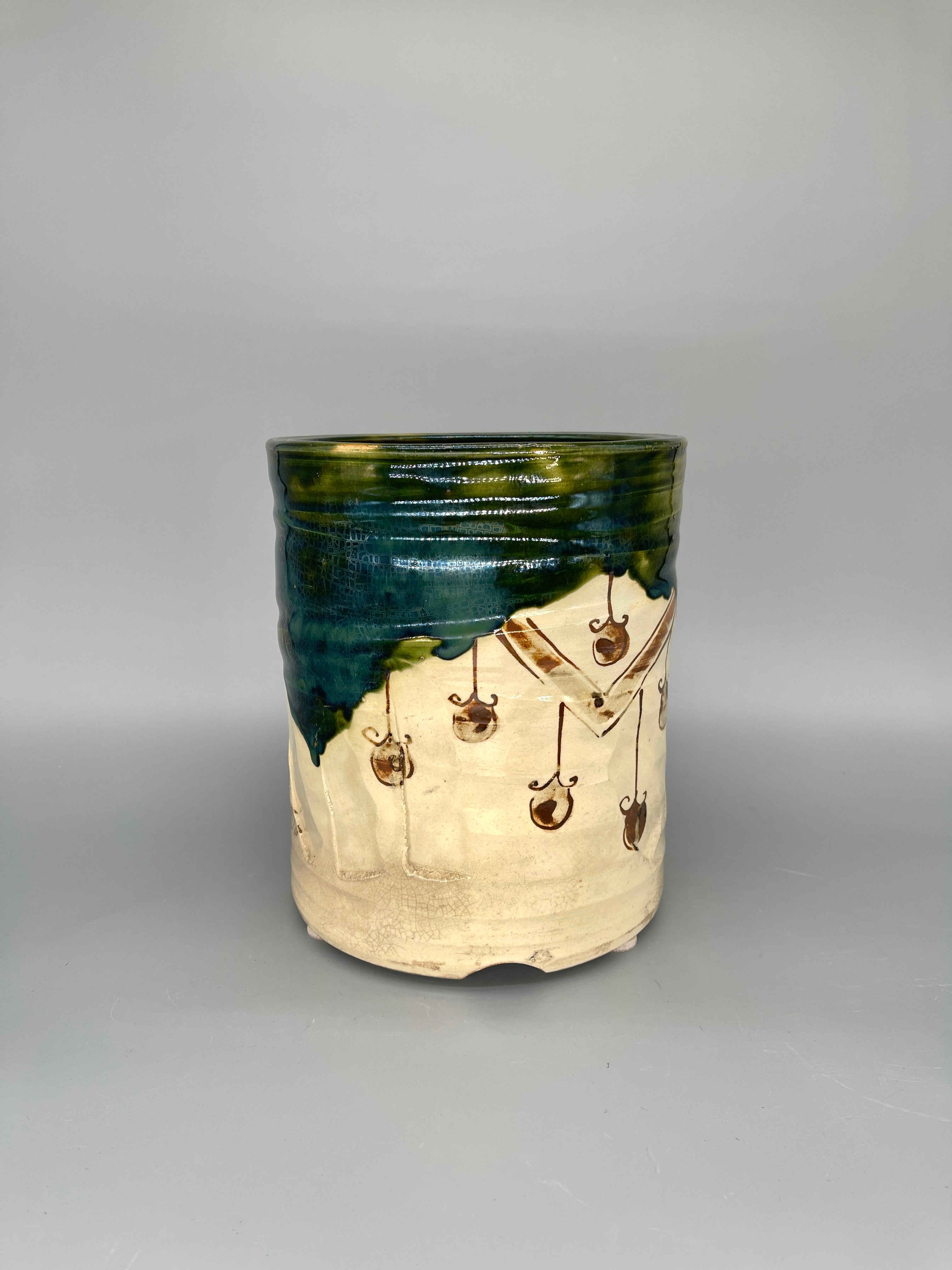 Japanes Oribe Porcelain Hibachi | c.1960