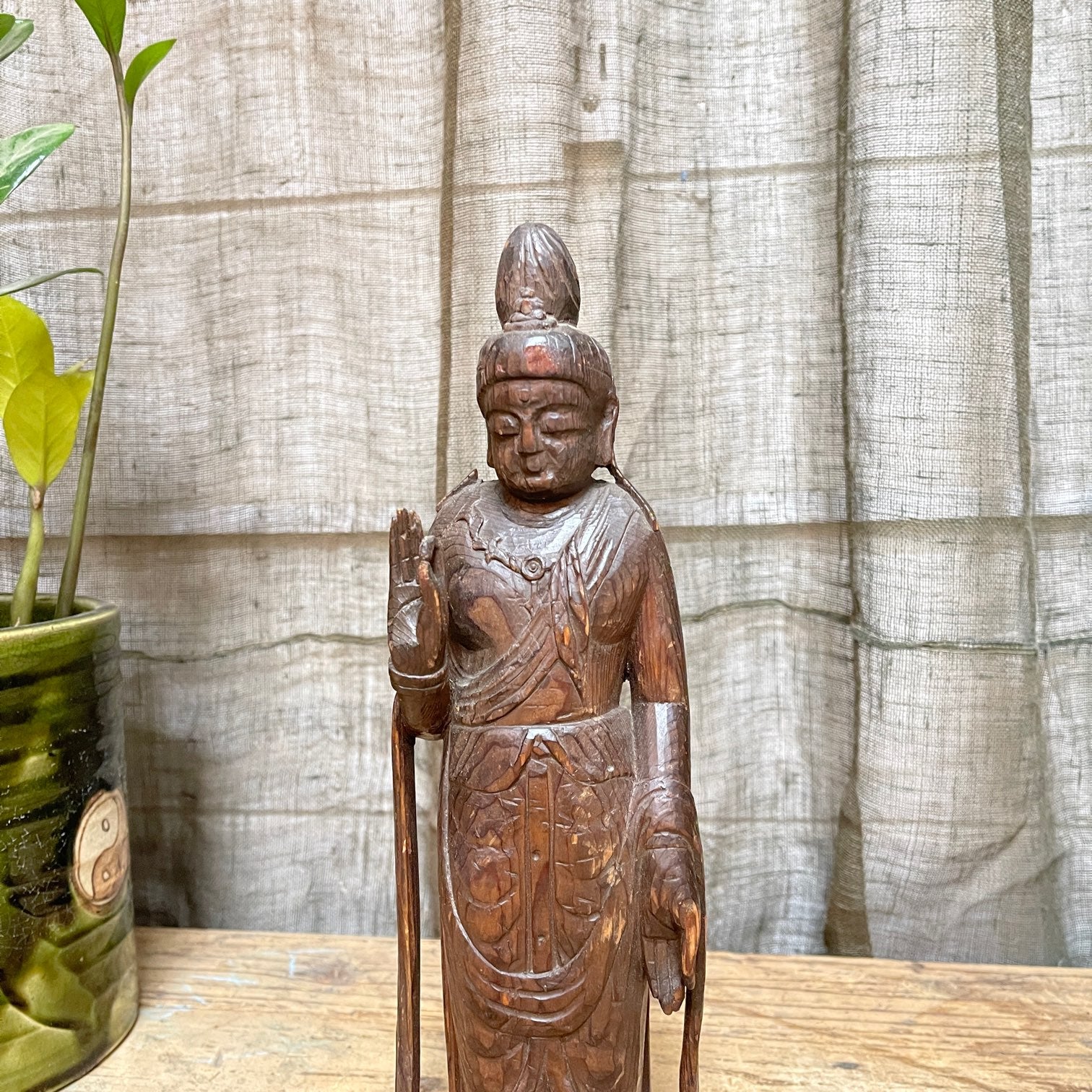 Vintage Japanese Buddha - Carved Wood | c.1950s