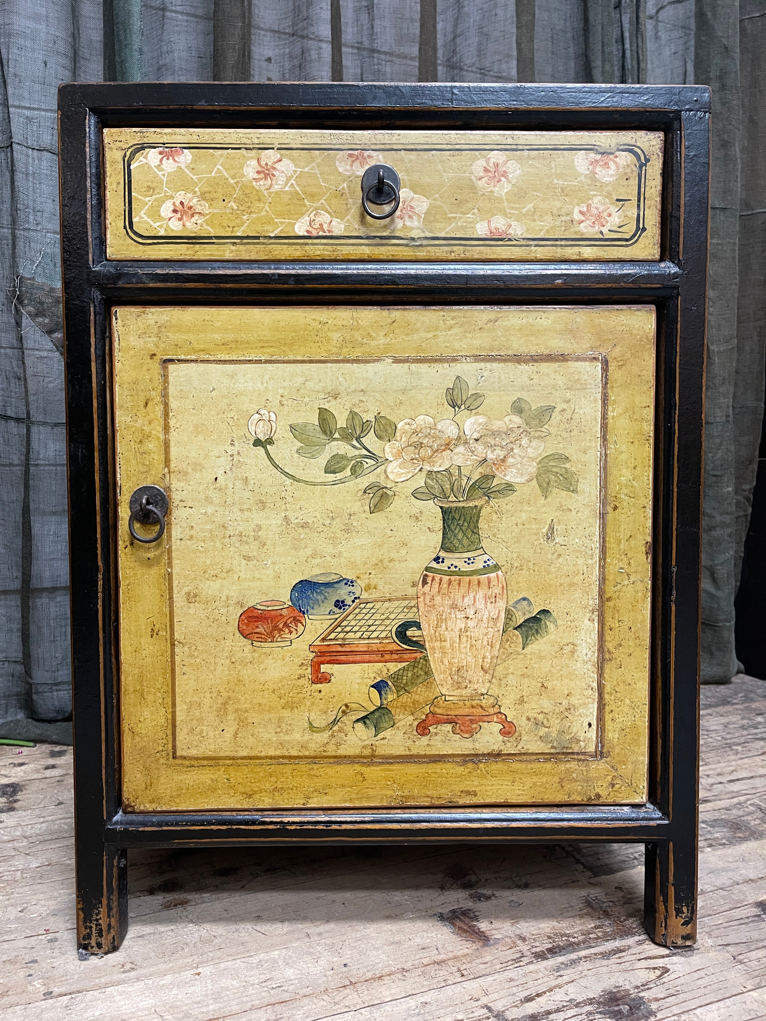 Pair Of Provincial Style Chinese Lacquered Side Cabinets