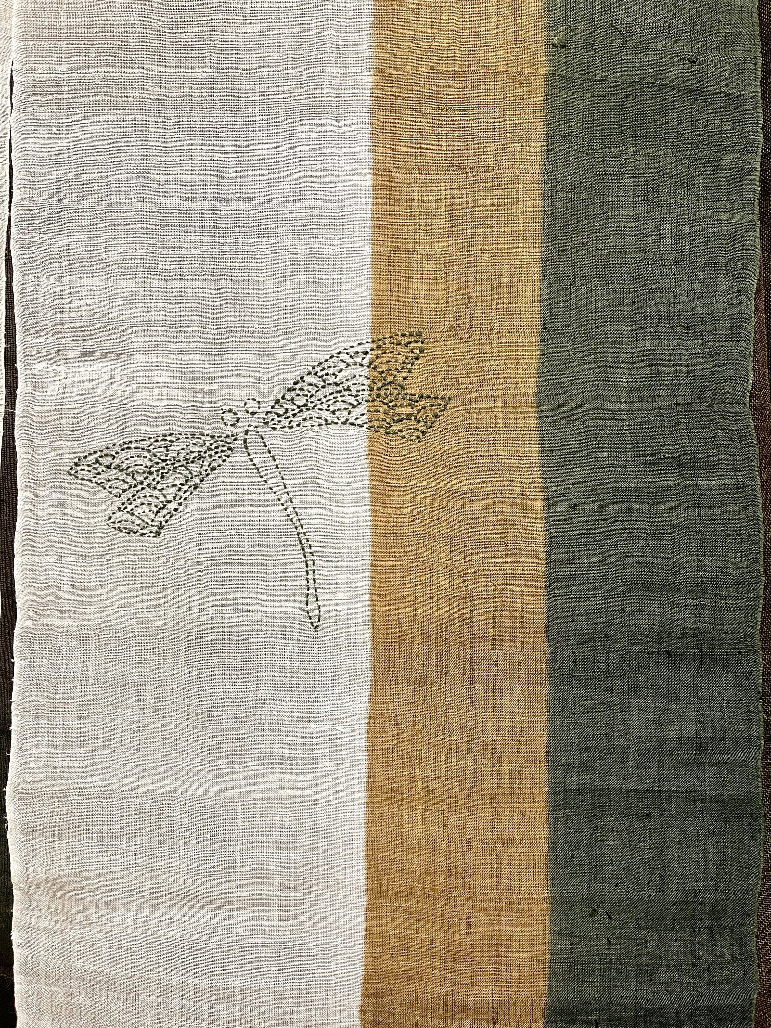 Vintage Japanese Hemp Noren, Panelled Curtain